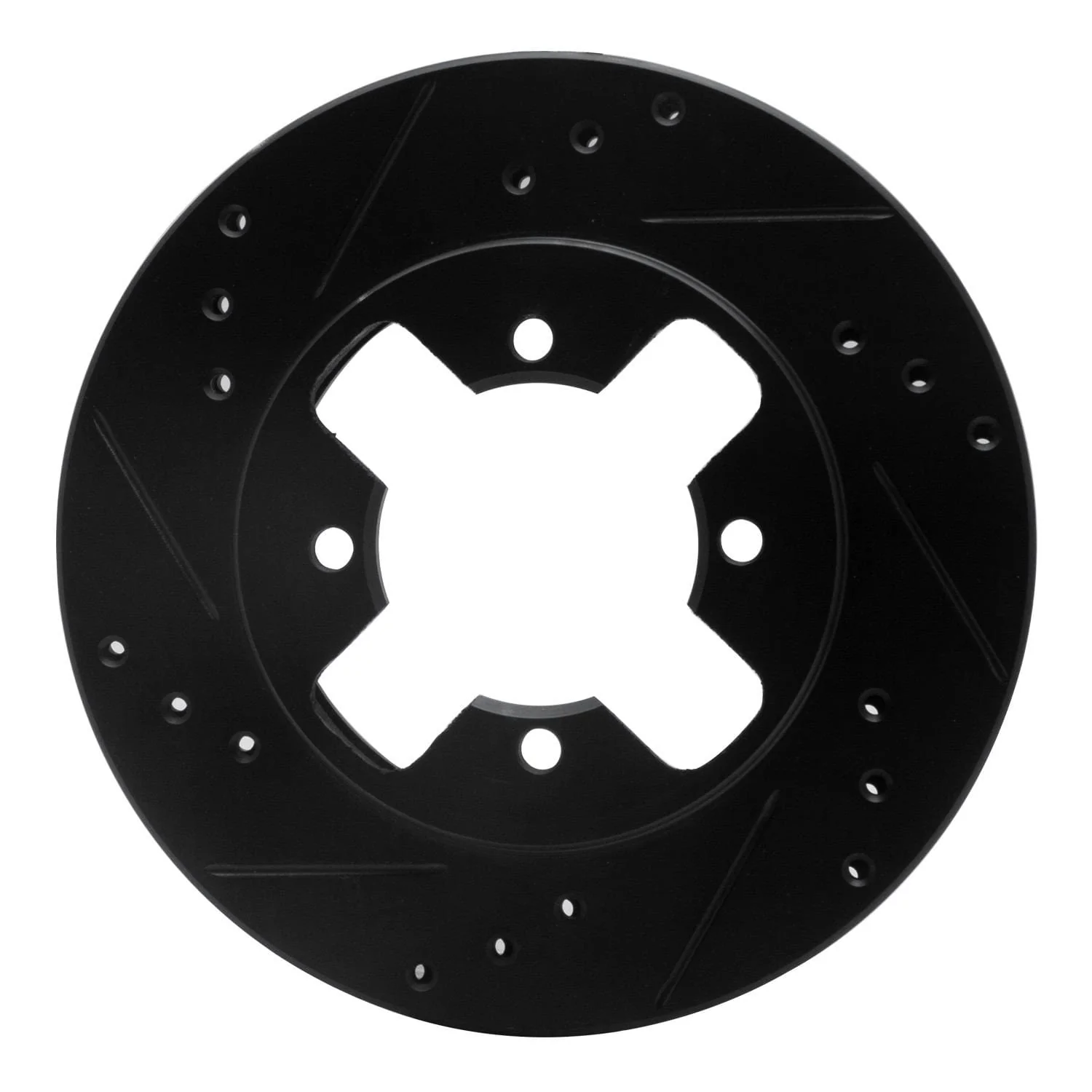 R1 Concepts 84-86 Nissan 300ZX Front Left Drilled & Slotted Black Brake Rotor