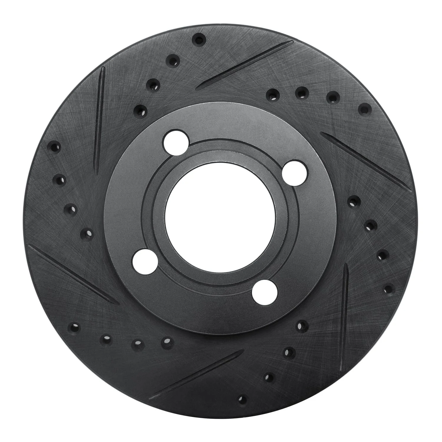 R1 Concepts 84-87 Audi 4000 Quattro Front Left Drilled & Slotted Black Brake Rotor