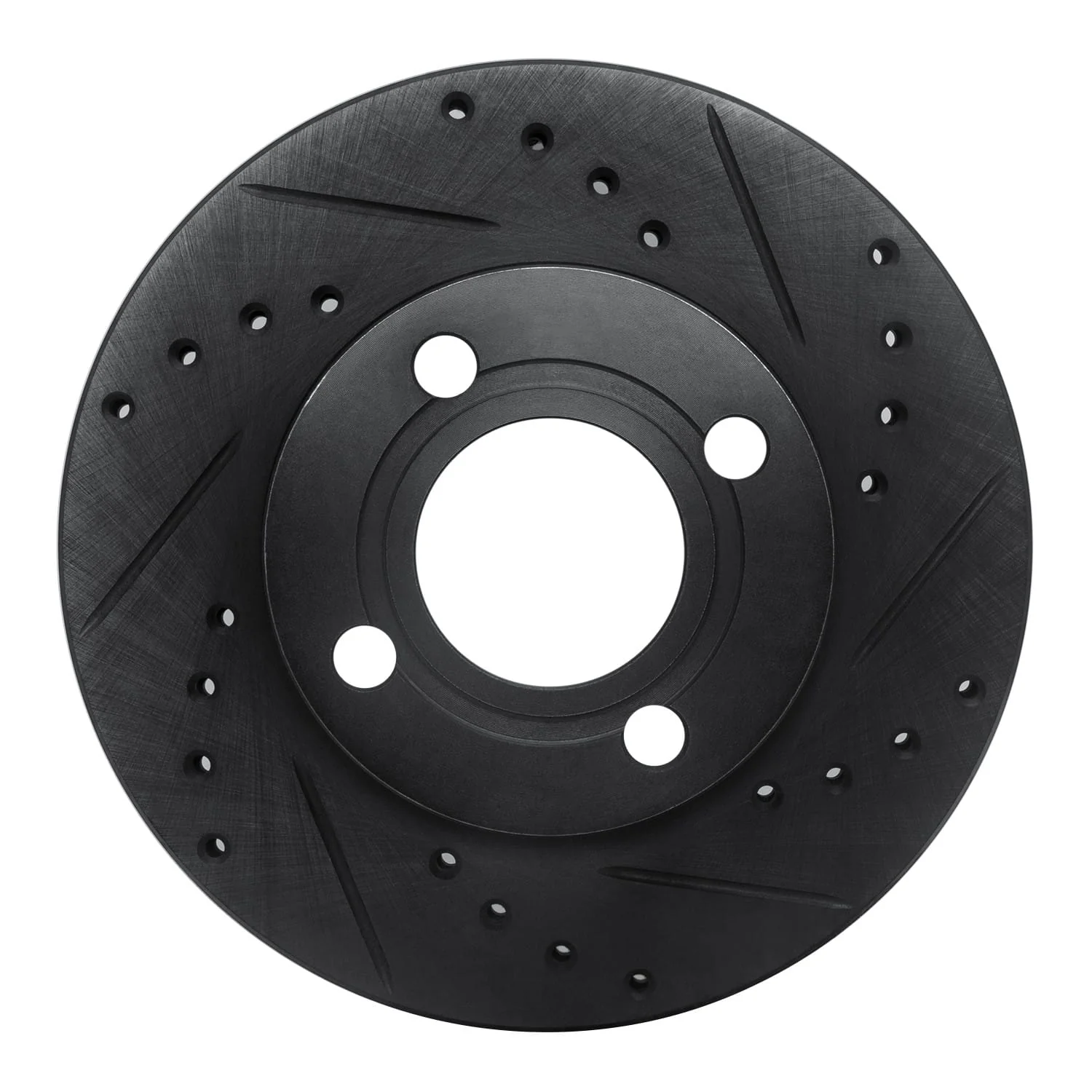 R1 Concepts 84-87 Audi Coupe Front Right Drilled & Slotted Black Brake Rotor