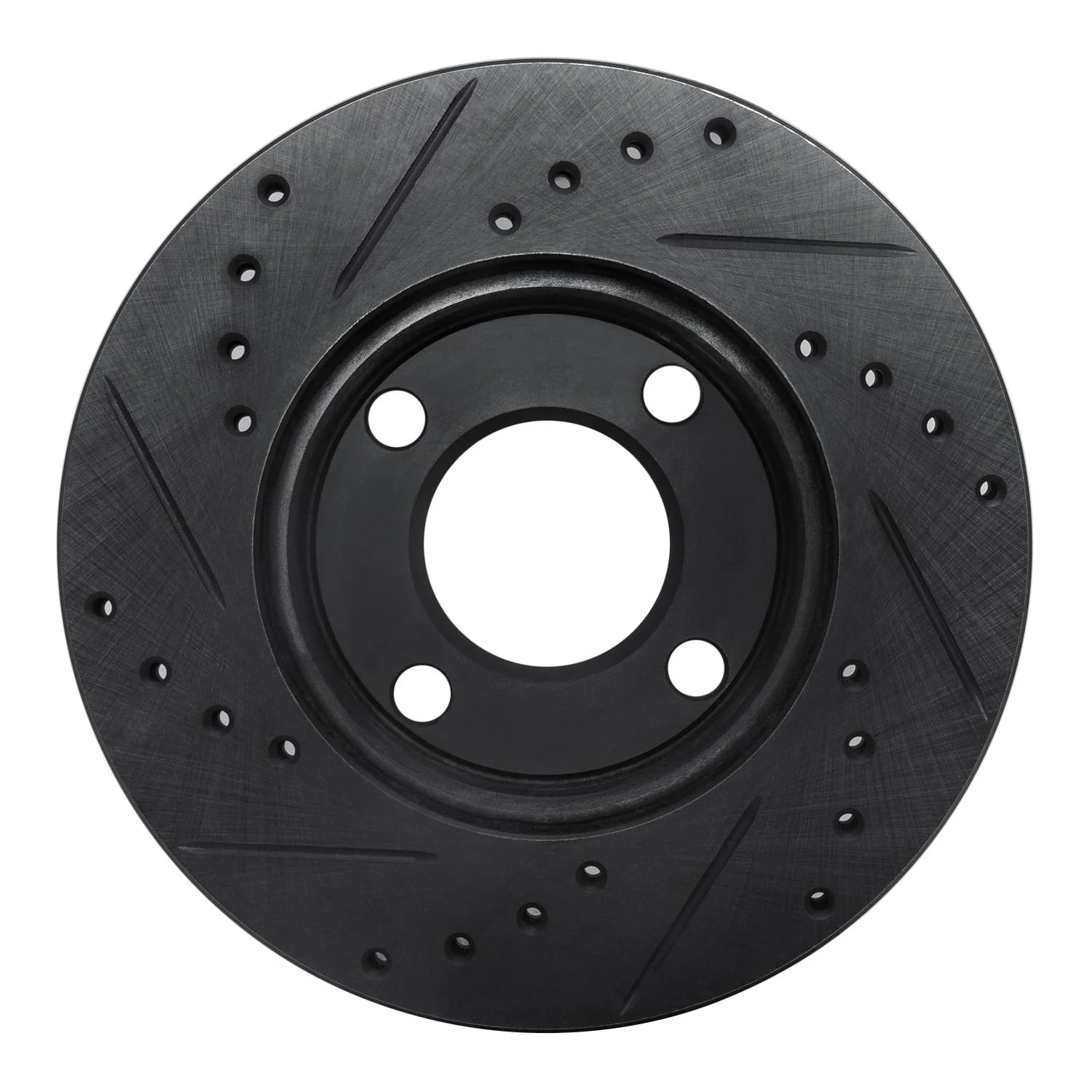 R1 Concepts 84-87 Audi Coupe Front Right Drilled & Slotted Black Brake Rotor - Image 2