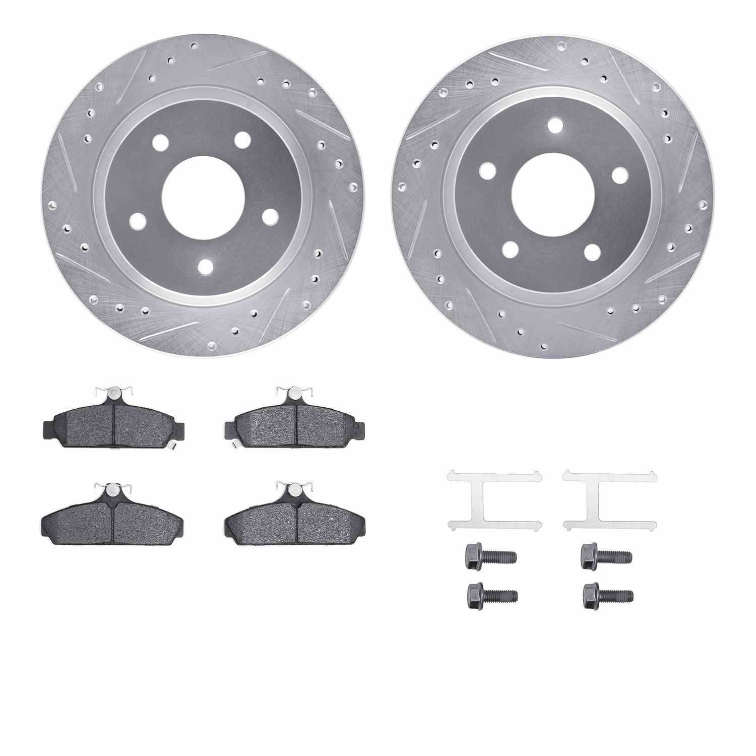 R1 Concepts 84-87 Chevrolet Corvette Front Drill/Slot Silver Rotors w/Optimum Pads