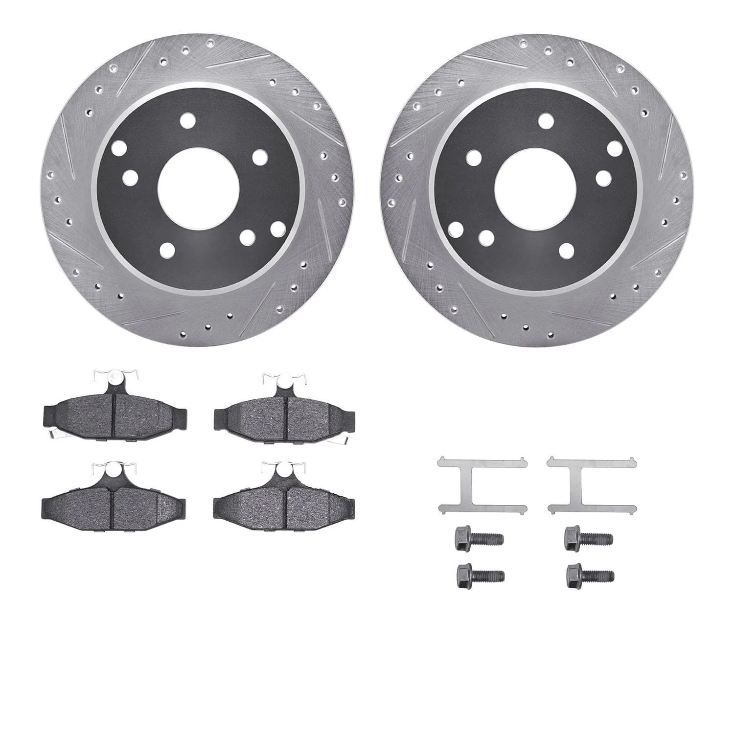 R1 Concepts 84-87 Chevrolet Corvette Rear Drill/Slot Silver Rotors w/Ceramic Pads