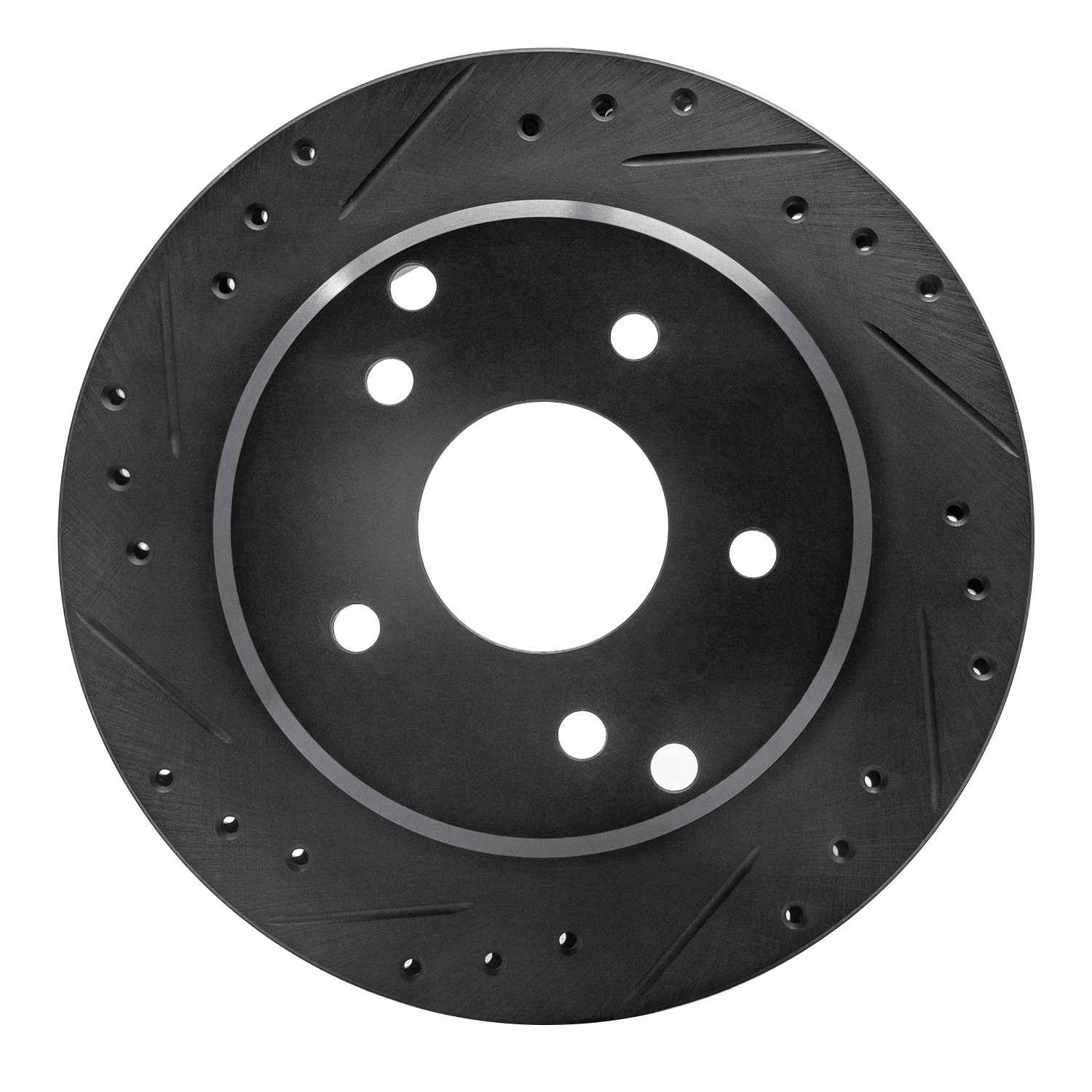 R1 Concepts 84-87 Chevrolet Corvette Rear Left Drilled & Slotted Black Brake Rotor