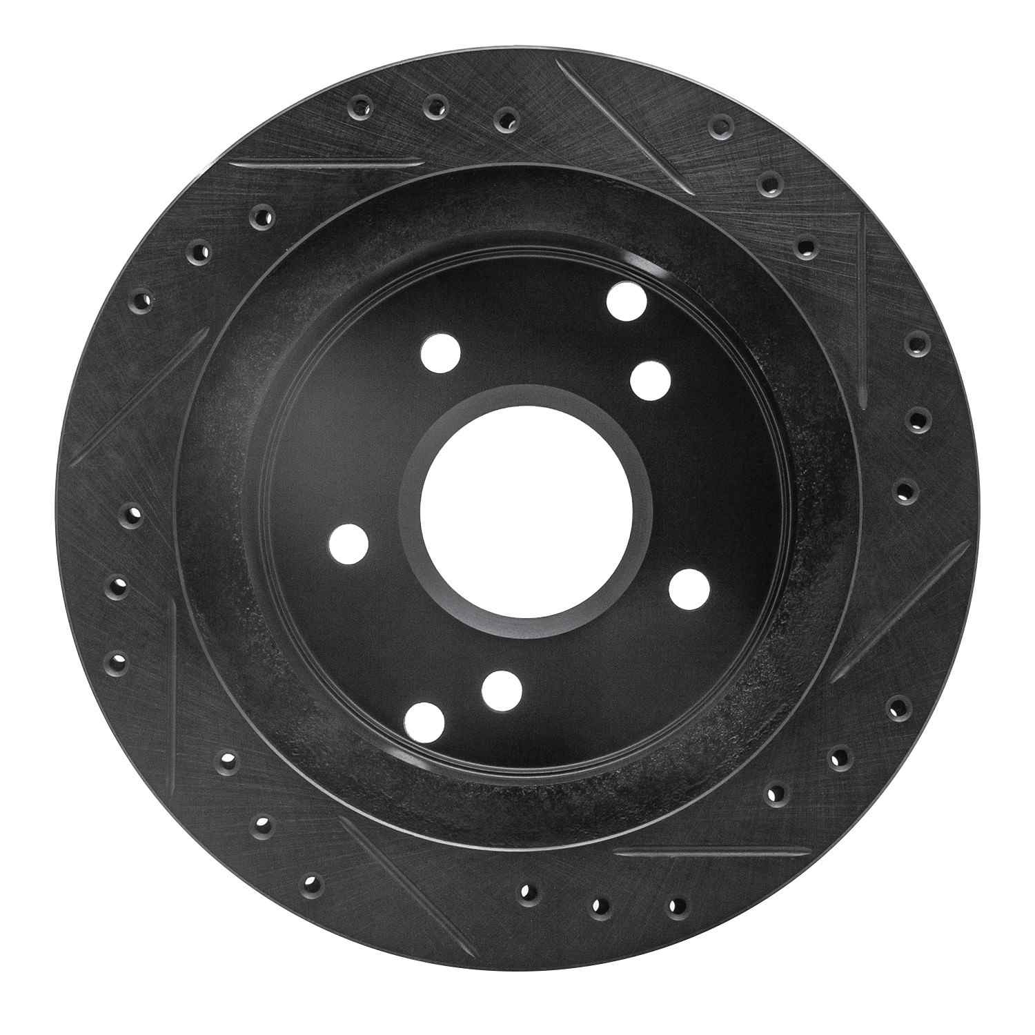 R1 Concepts 84-87 Chevrolet Corvette Rear Left Drilled & Slotted Black Brake Rotor - Image 2