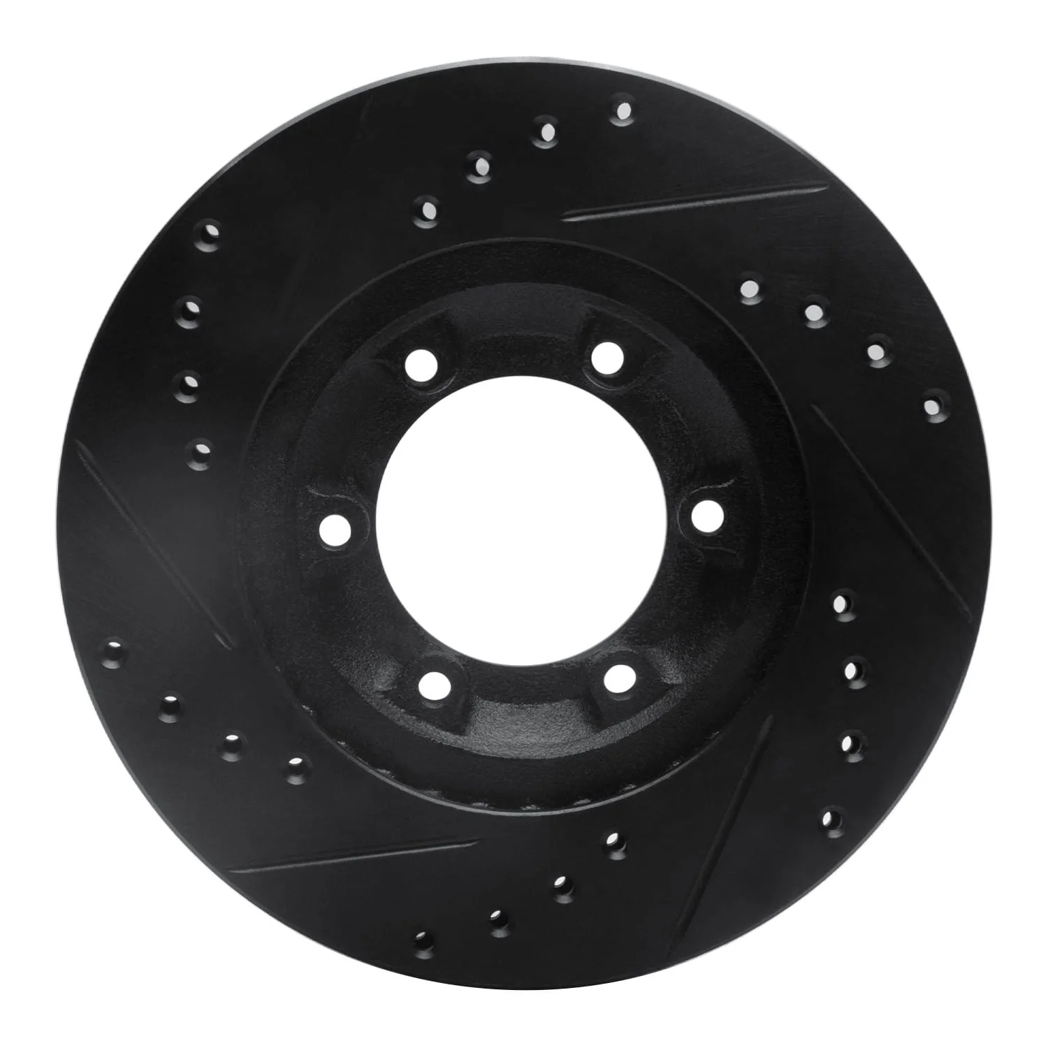 R1 Concepts 84-87 Isuzu Pickup Front Right Drilled & Slotted Black Brake Rotor - Image 2