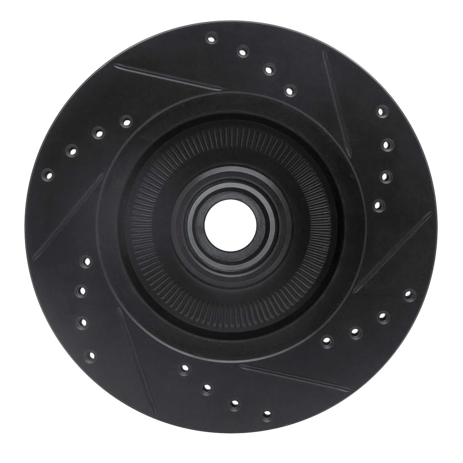 R1 Concepts 84-87 Lincoln CONTINENTAL Front Left Drilled & Slotted Black Brake Rotor - Image 2
