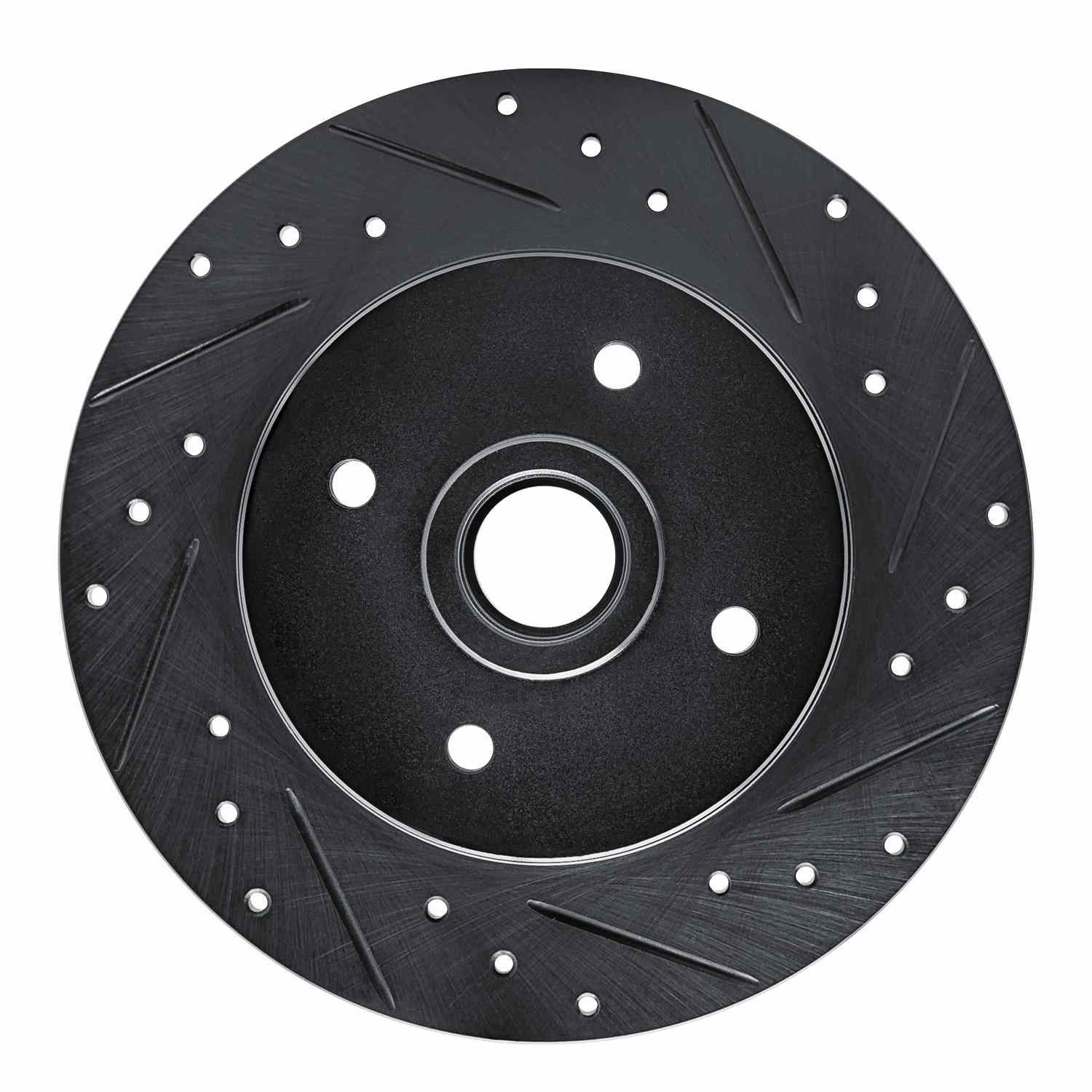 R1 Concepts 84-87 Nissan Maxima Rear Right Drilled & Slotted Black Brake Rotor