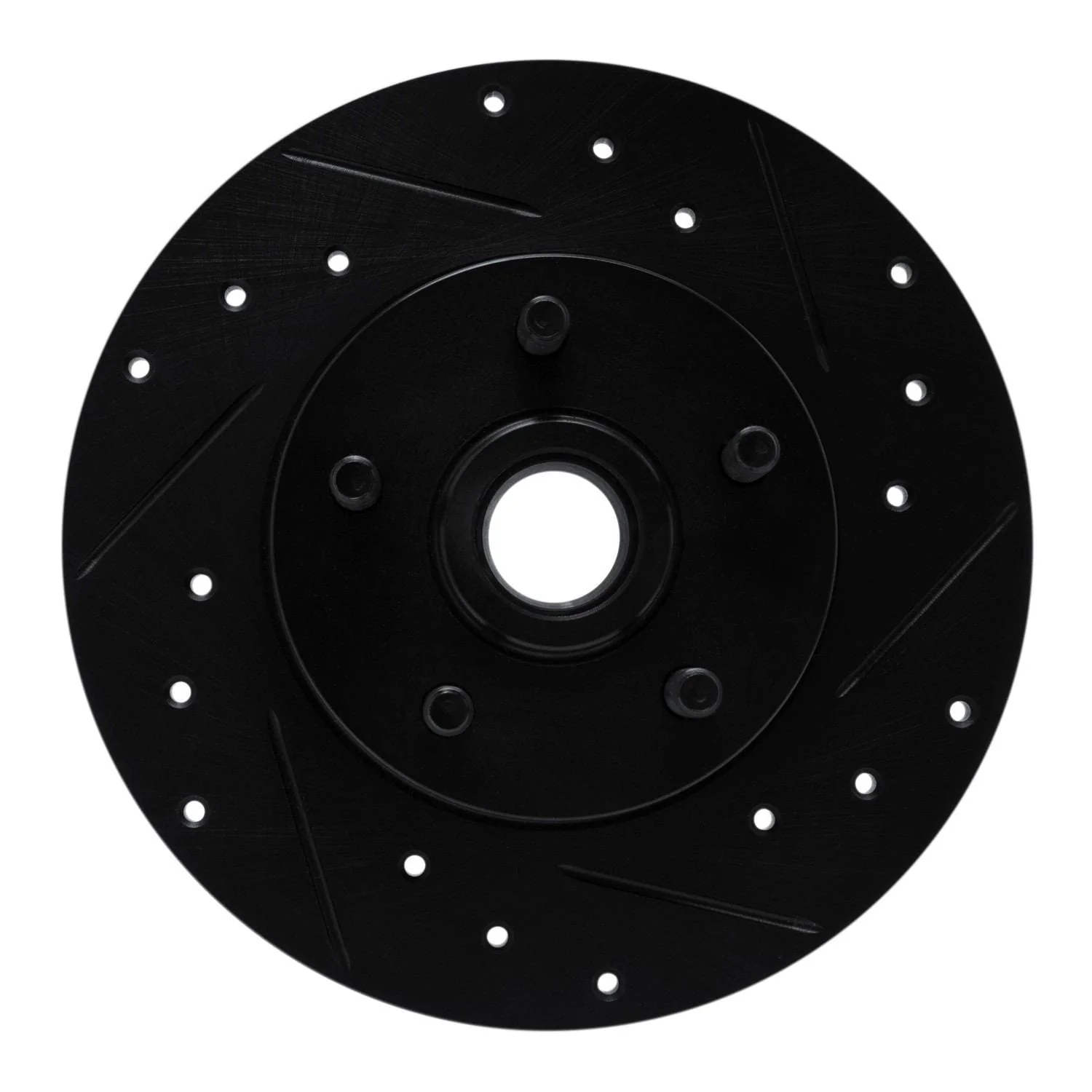 R1 Concepts 84-87 Pontiac Fiero Front Right Drilled & Slotted Black Brake Rotor