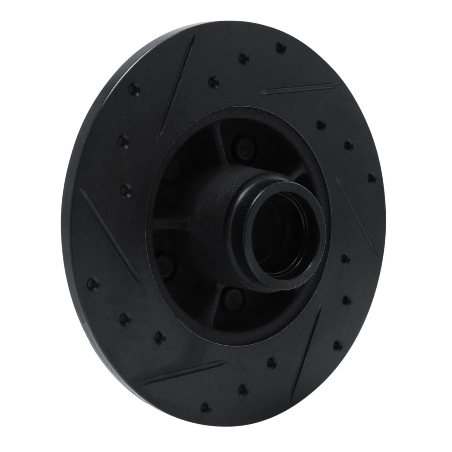 R1 Concepts 84-87 Pontiac Fiero Front Right Drilled & Slotted Black Brake Rotor - Image 2