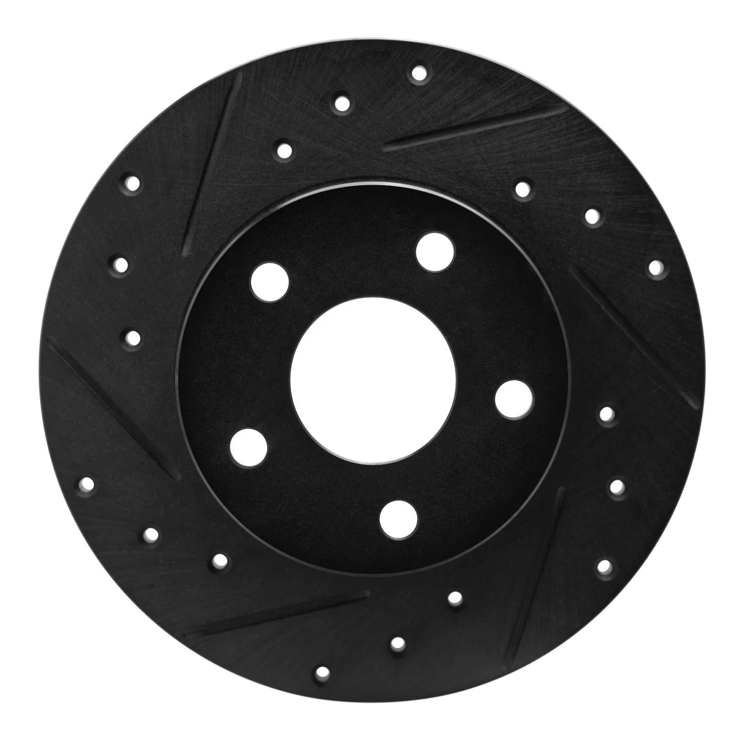 R1 Concepts 84-87 Pontiac Fiero Rear Left Drilled & Slotted Black Brake Rotor