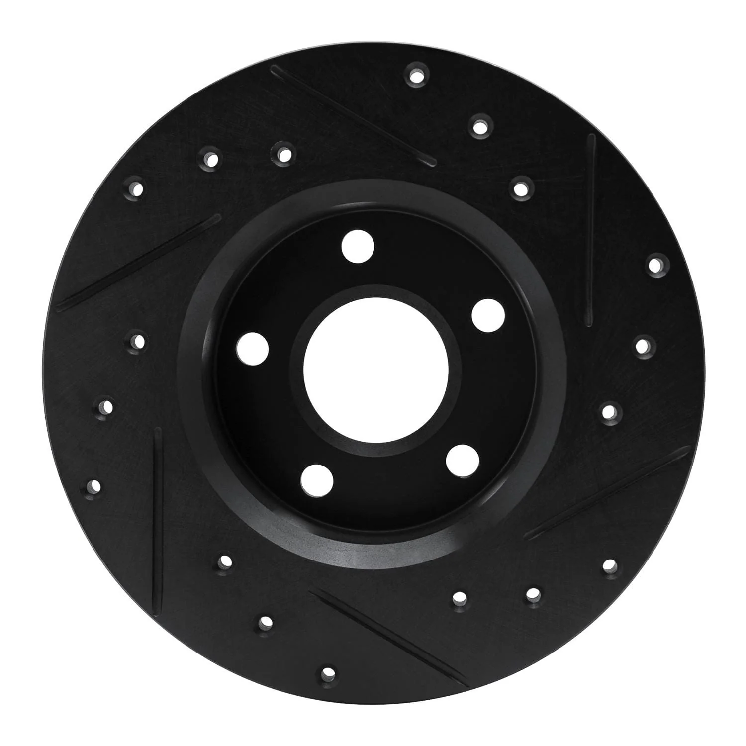 R1 Concepts 84-87 Pontiac Fiero Rear Left Drilled & Slotted Black Brake Rotor - Image 2