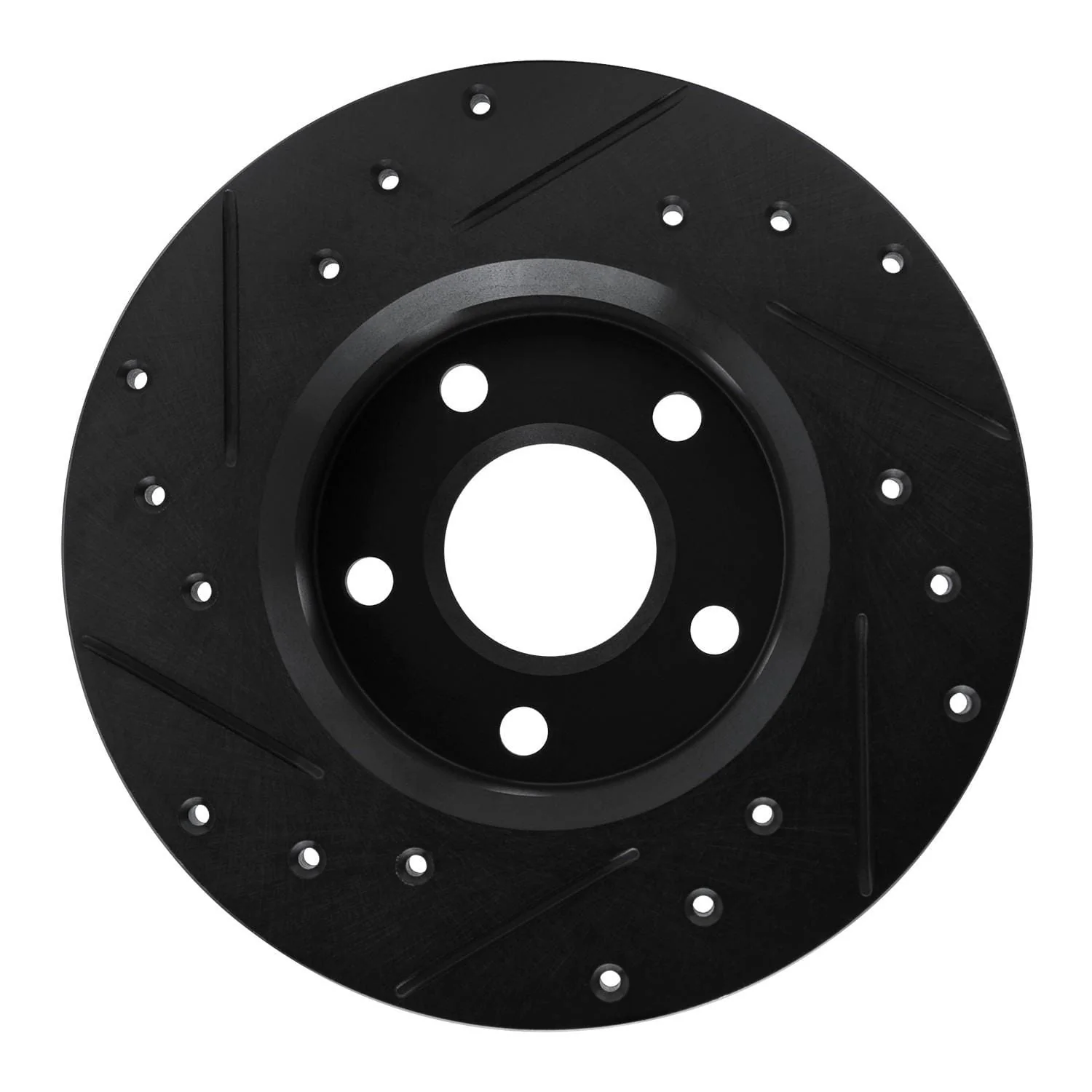 R1 Concepts 84-87 Pontiac Fiero Rear Right Drilled & Slotted Black Brake Rotor - Image 2