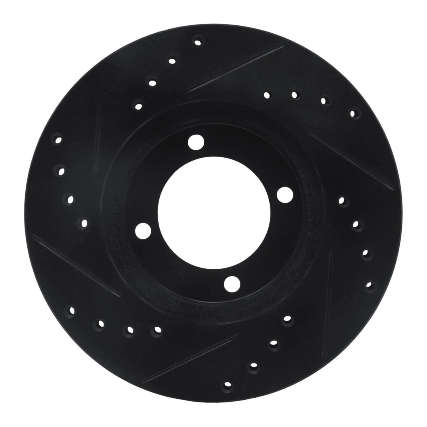 R1 Concepts 84-87 Toyota Cressida Front Right Drilled & Slotted Black Brake Rotor - Image 2