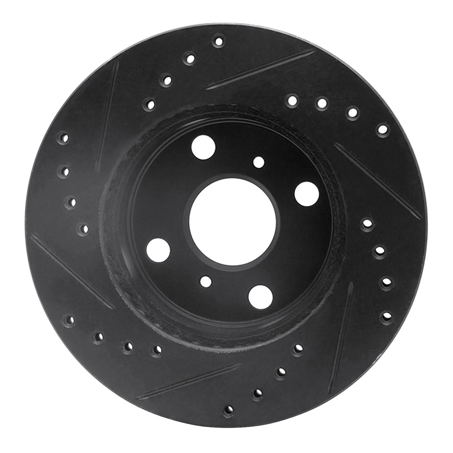 R1 Concepts 84-88 Chevrolet Nova Front Left Drilled & Slotted Black Brake Rotor - Image 2