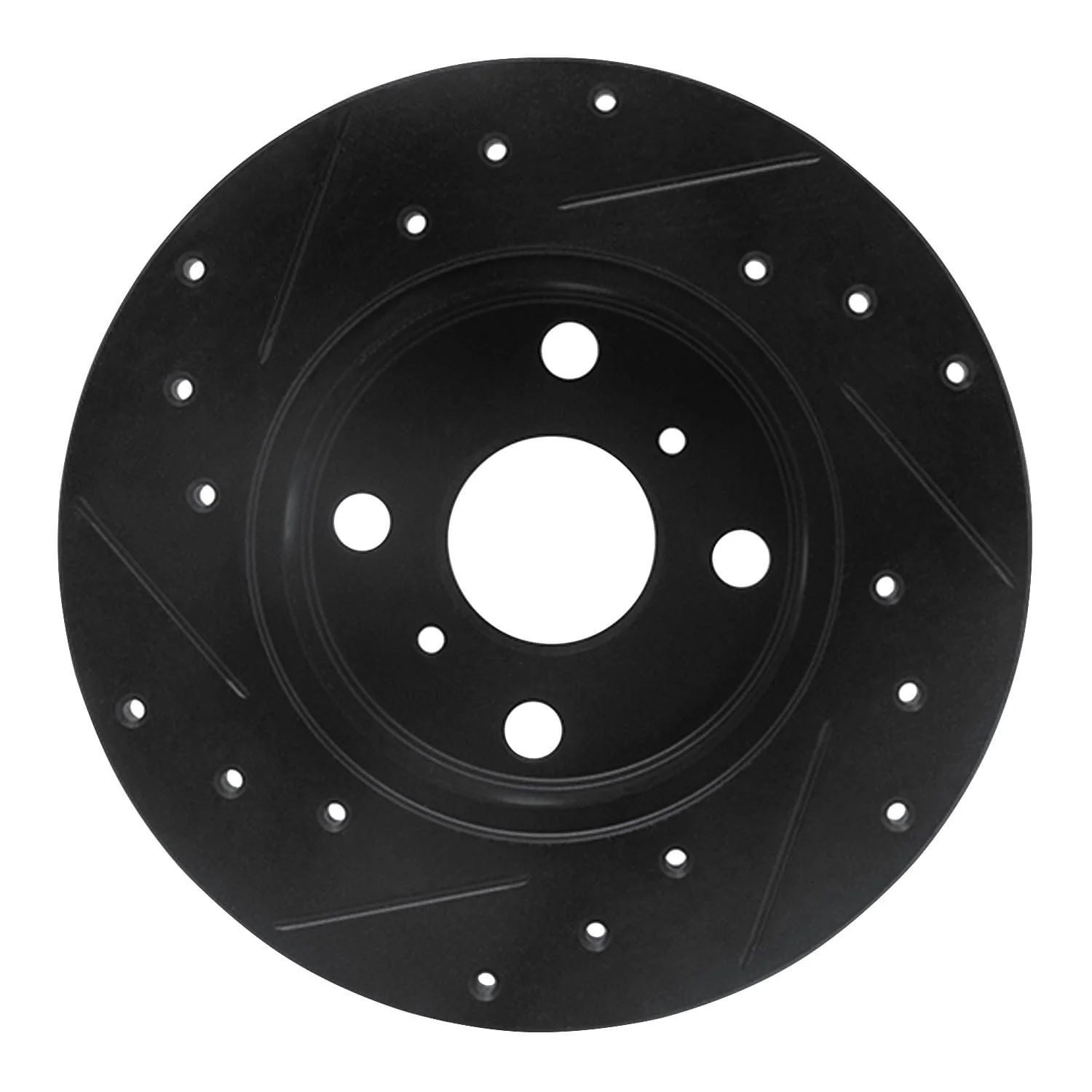 R1 Concepts 84-88 Chevrolet Nova Front Right Drilled & Slotted Black Brake Rotor - Image 2