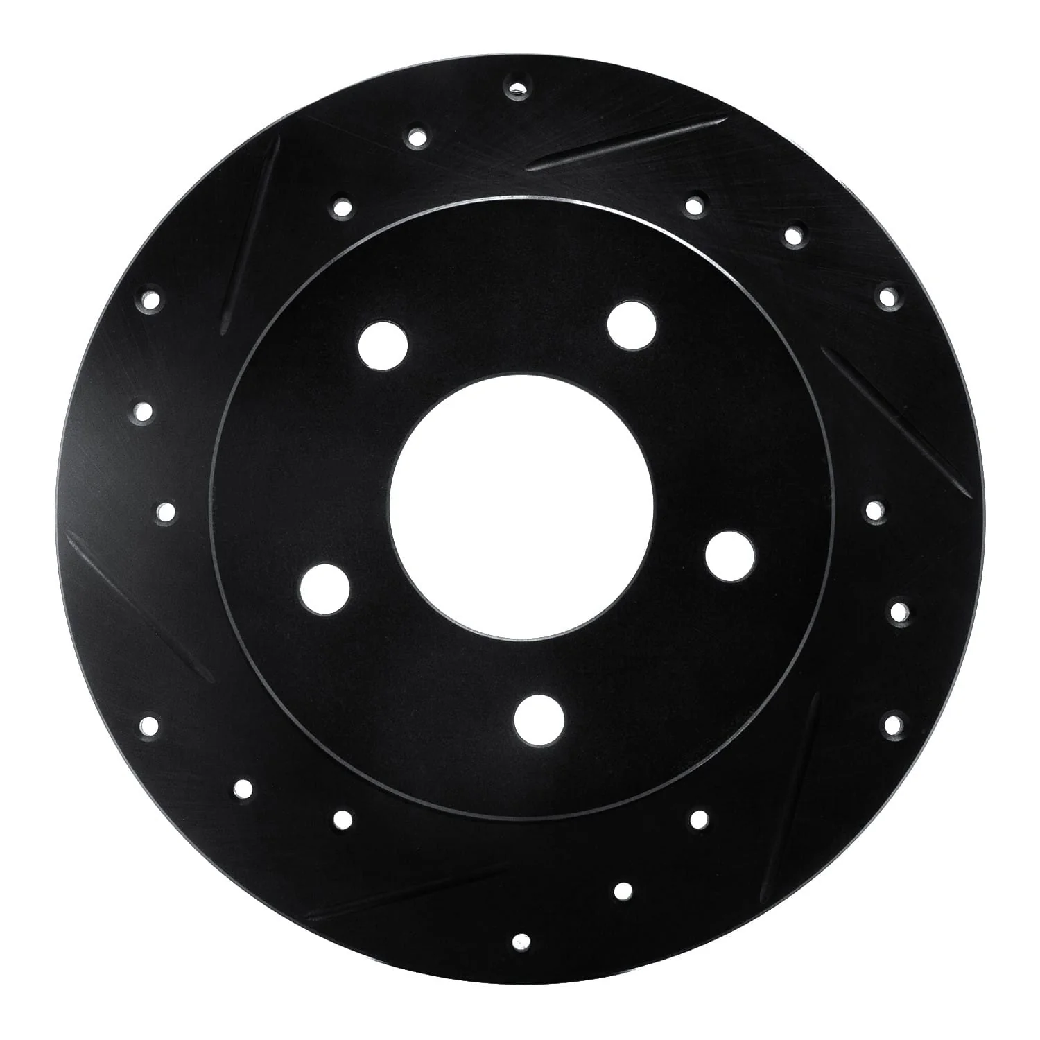 R1 Concepts 84-88 Pontiac 6000 Rear Left Drilled & Slotted Black Brake Rotor