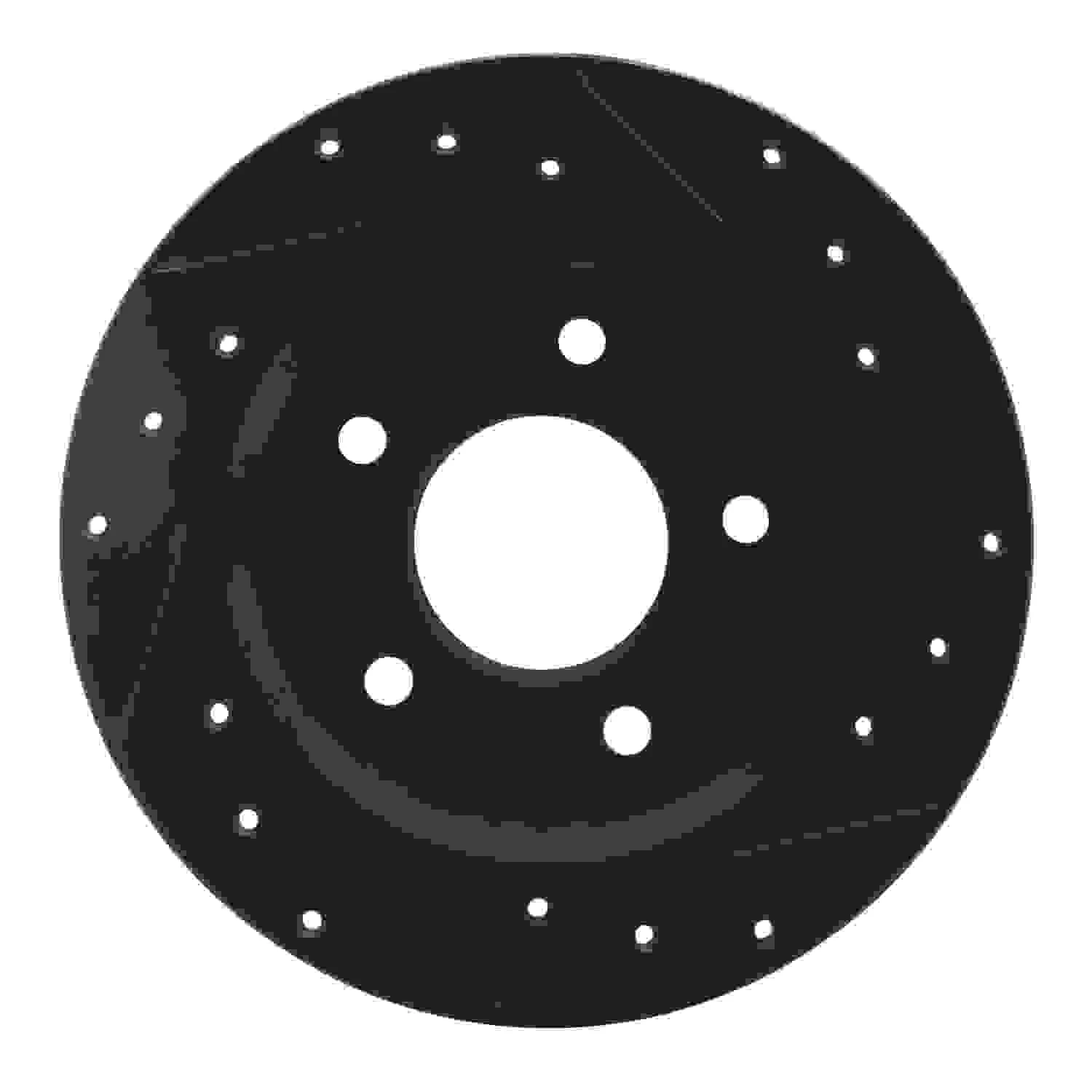 R1 Concepts 84-88 Pontiac 6000 Rear Left Drilled & Slotted Black Brake Rotor - Image 2