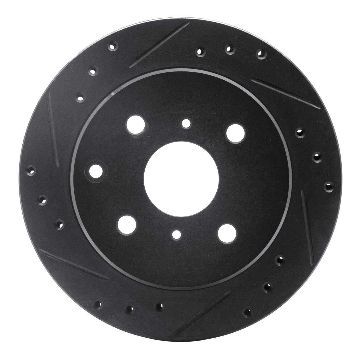 R1 Concepts 84-88 Toyota Cressida Rear Left Drilled & Slotted Black Brake Rotor
