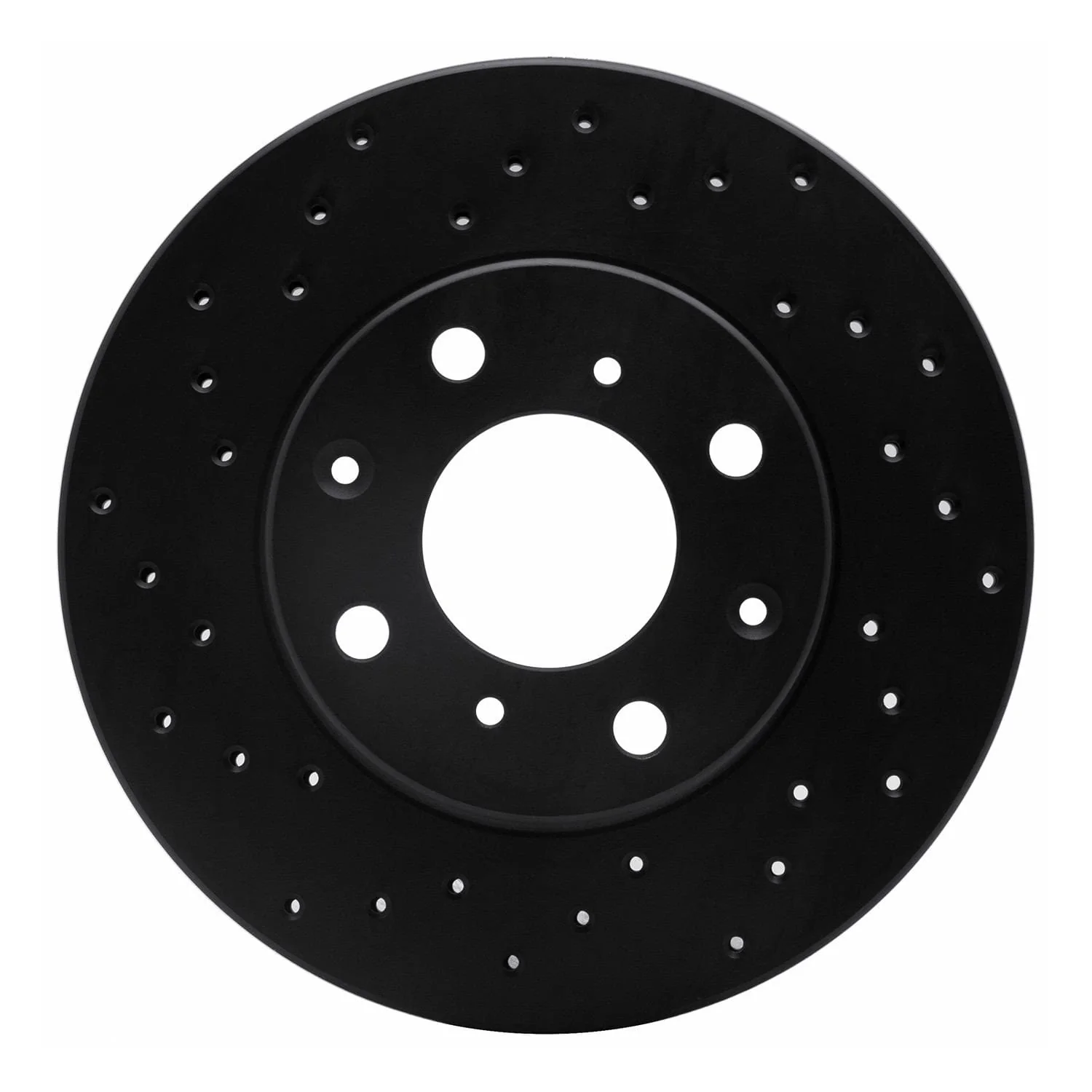 R1 Concepts 84-90 Honda Accord Coupe Front Left Drilled Black Brake Rotor