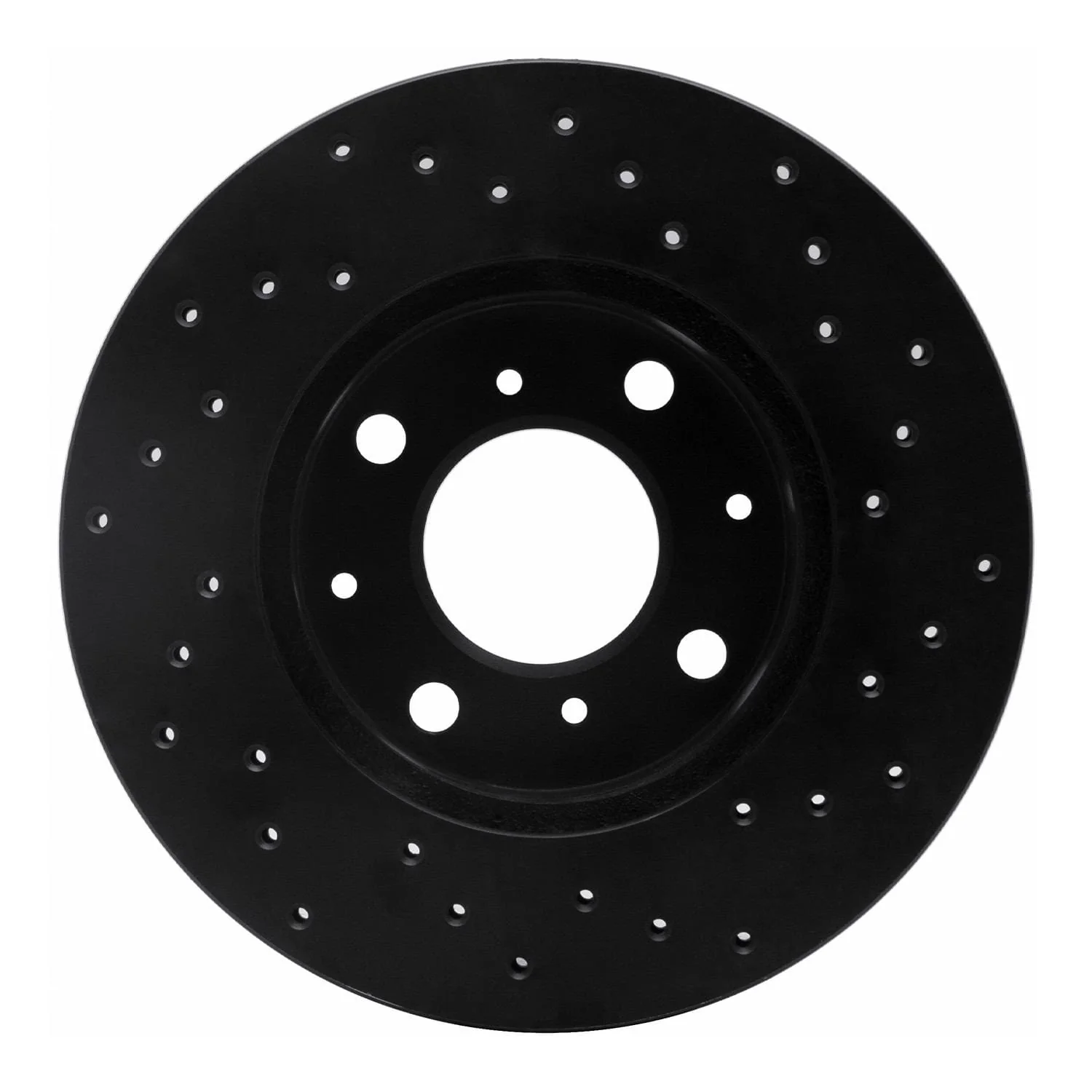 R1 Concepts 84-90 Honda Accord Coupe Front Left Drilled Black Brake Rotor - Image 2