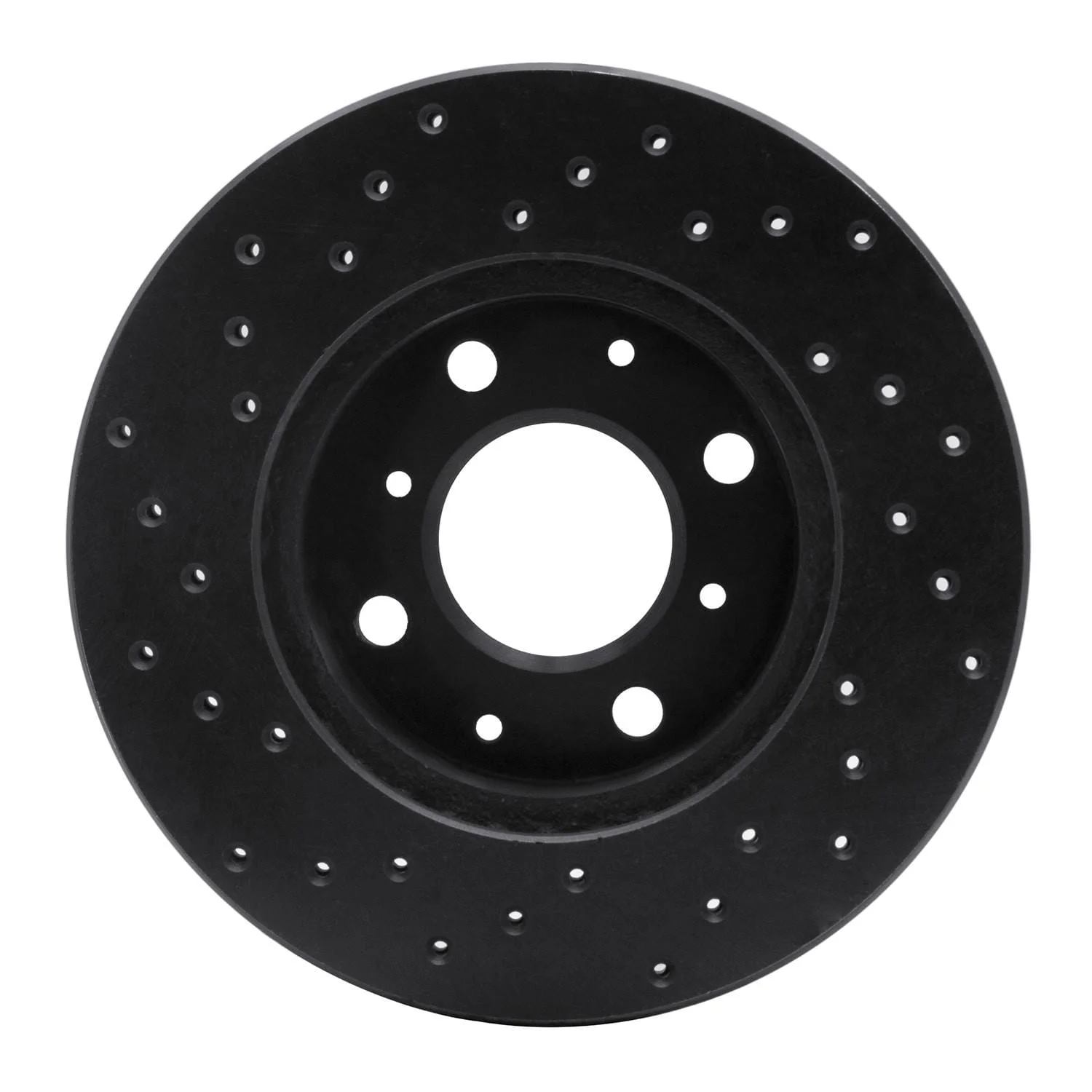 R1 Concepts 84-90 Honda Accord Coupe Front Right Drilled Black Brake Rotor - Image 2