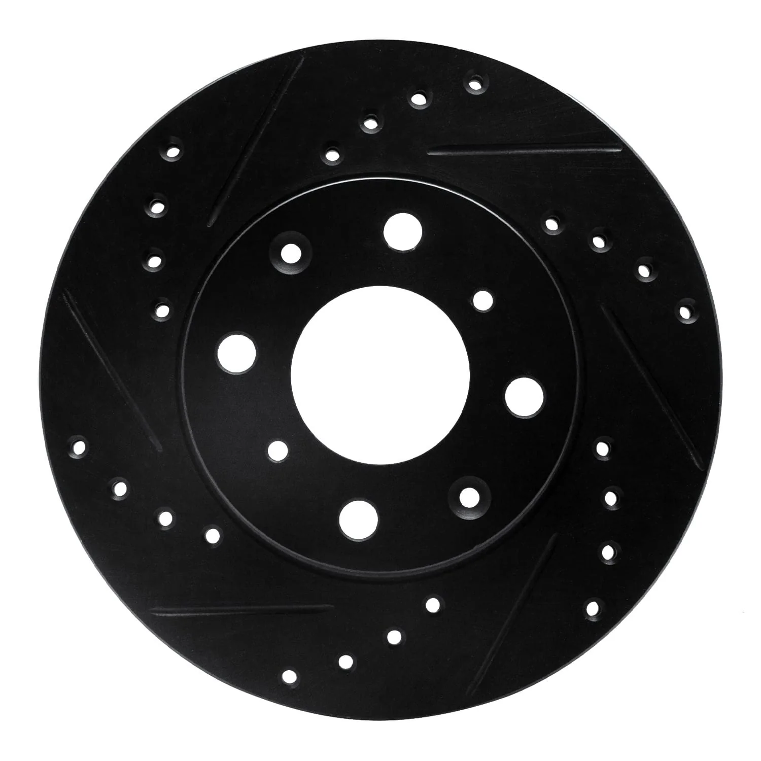 R1 Concepts 84-90 Honda Accord Hatchback Front Left Drilled & Slotted Black Brake Rotor