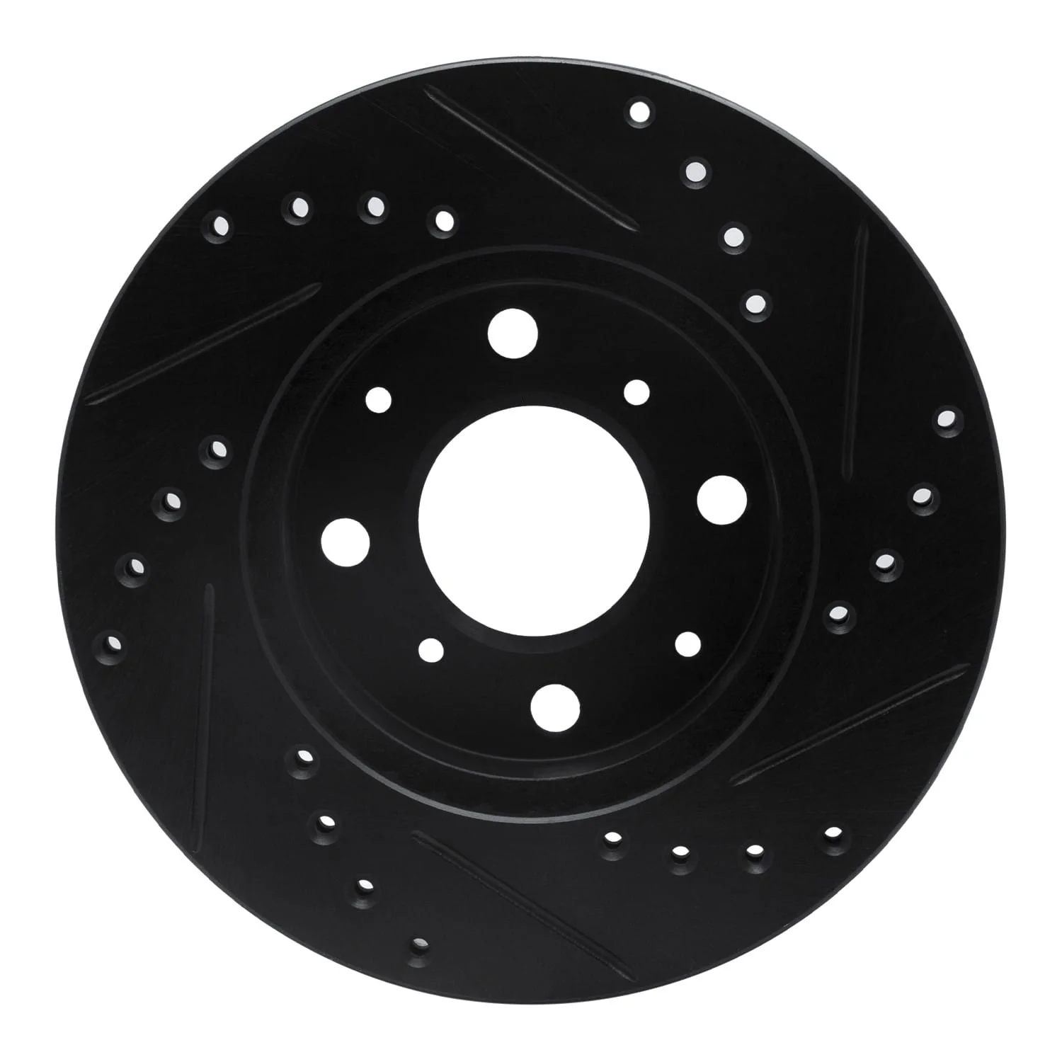 R1 Concepts 84-90 Honda Accord Hatchback Front Left Drilled & Slotted Black Brake Rotor - Image 2