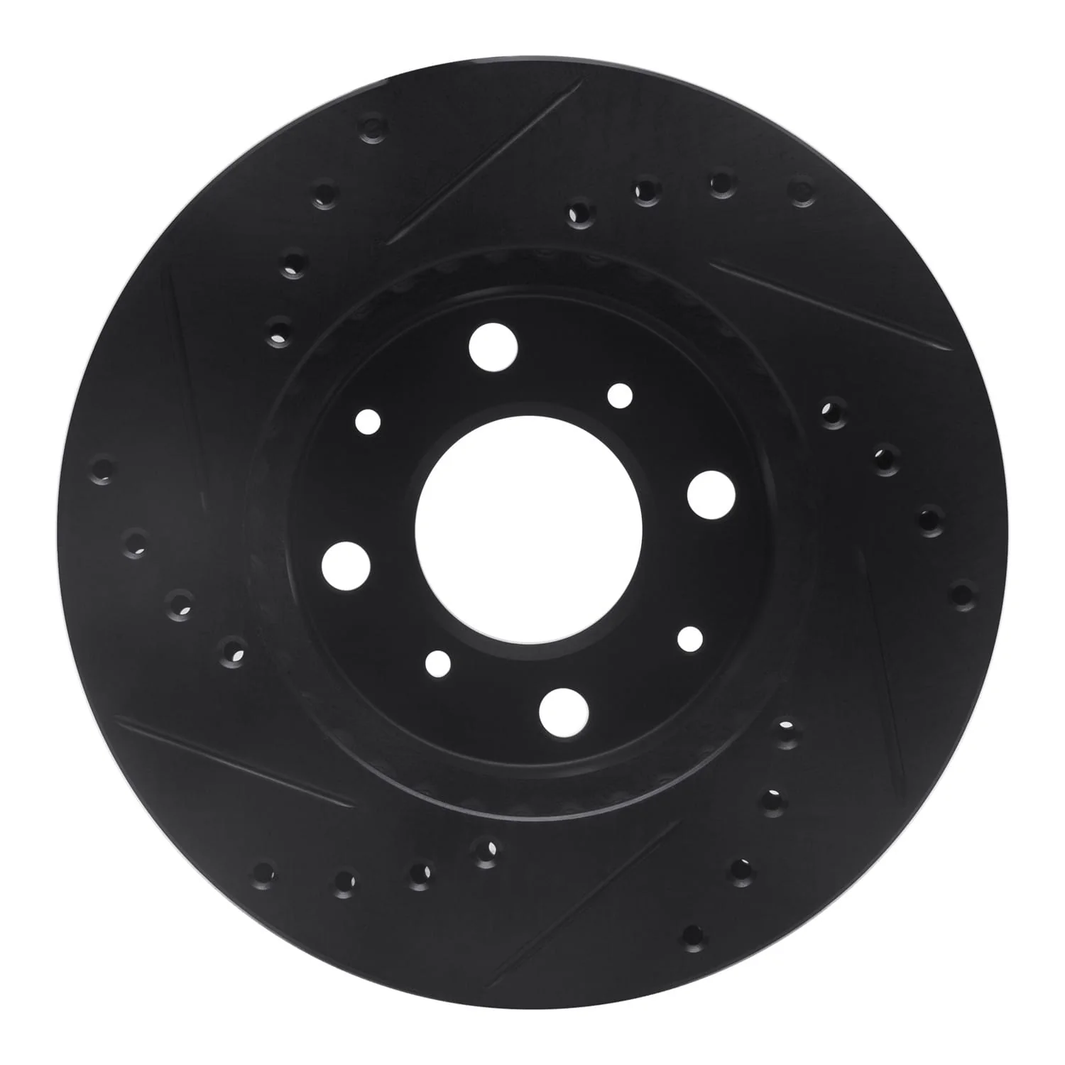 R1 Concepts 84-90 Honda Accord Sedan Front Right Drilled & Slotted Black Brake Rotor - Image 2