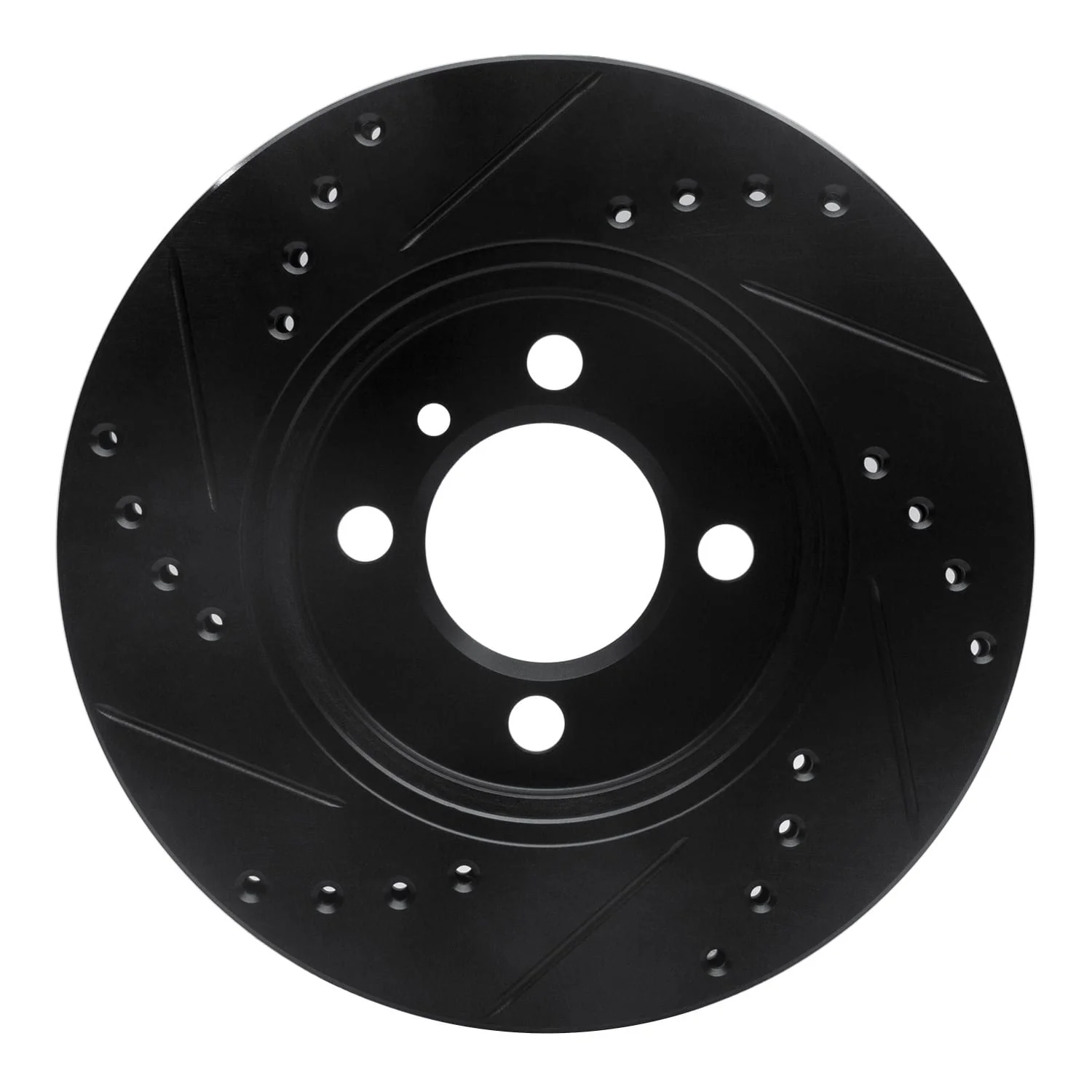 R1 Concepts 84-91 BMW 325ES Front Right Drilled & Slotted Black Brake Rotor - Image 2