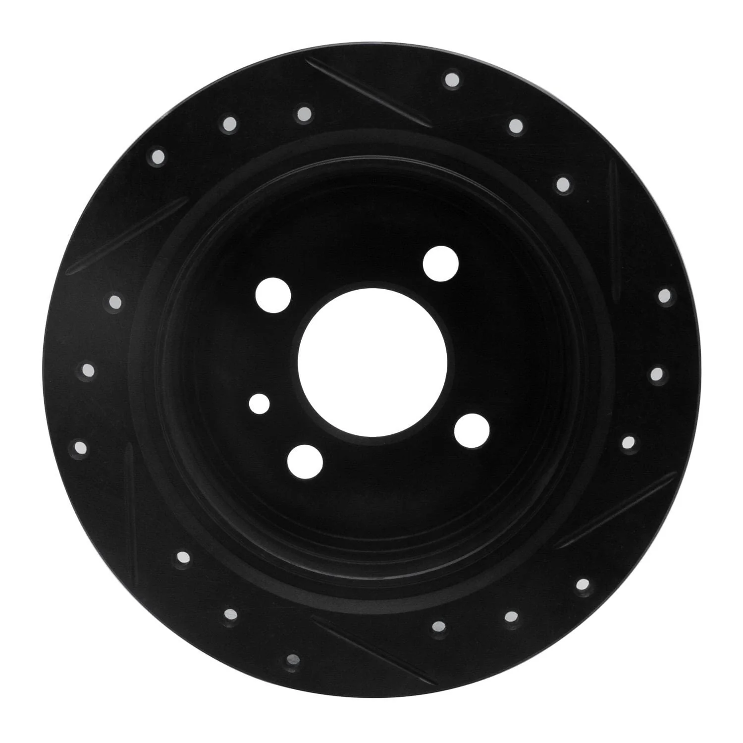 R1 Concepts 84-91 BMW 325IS Rear Left Drilled & Slotted Black Brake Rotor - Image 2