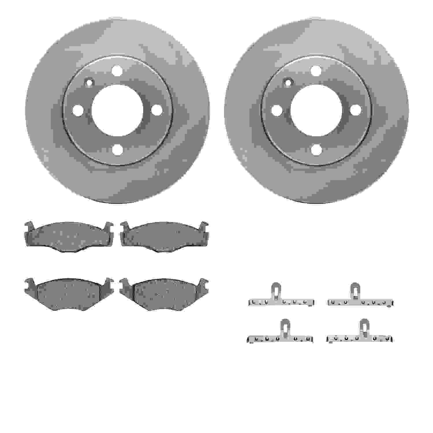 R1 Concepts 84-93 Volkswagen Rabbit Convertible Front Brake Rotor Set w/Ceramic Pads and Hardware