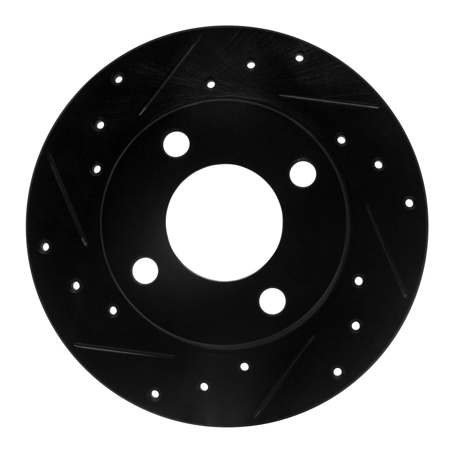 R1 Concepts 84-95 Audi 90 Quattro Rear Left Drilled & Slotted Black Brake Rotor