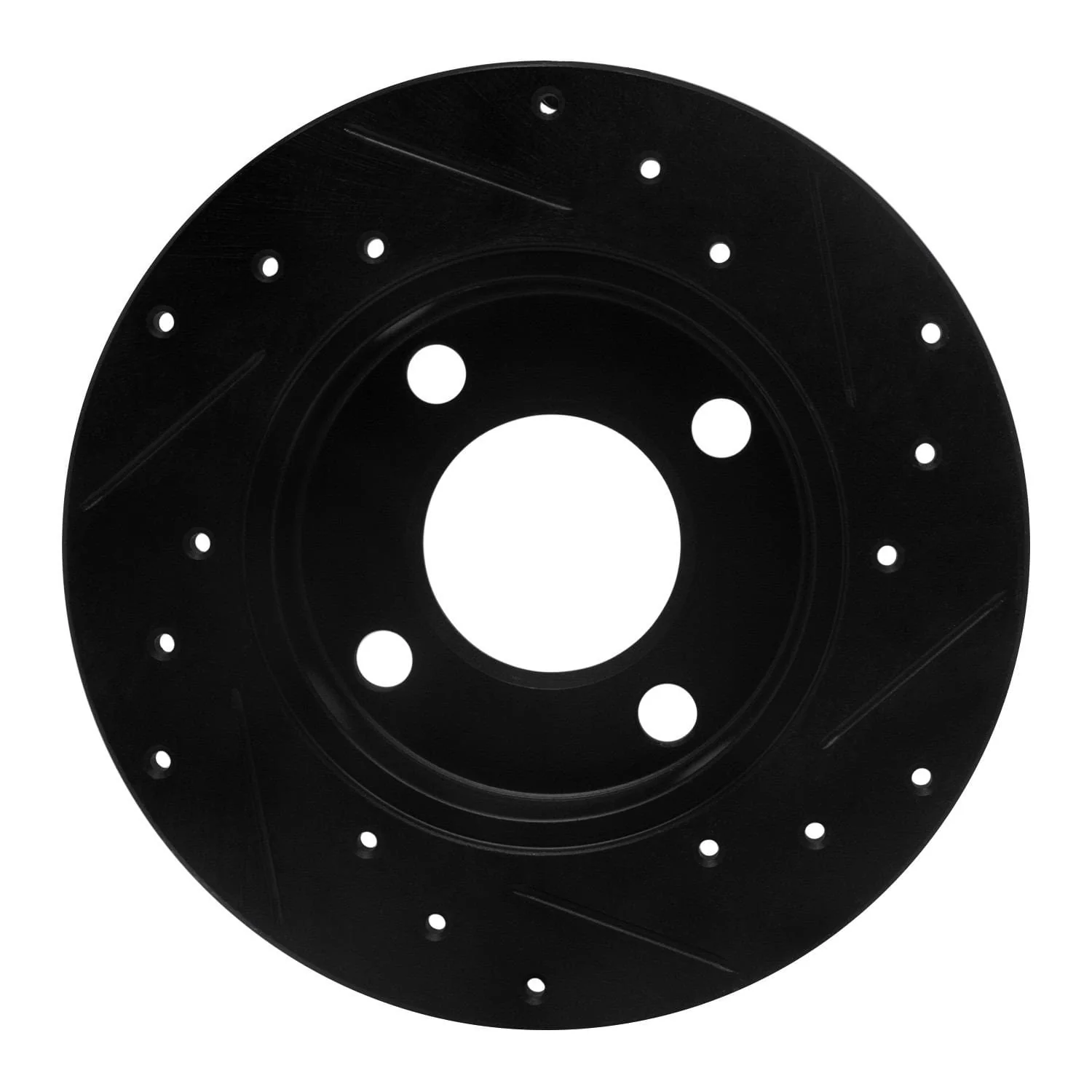 R1 Concepts 84-95 Audi 90 Quattro Rear Left Drilled & Slotted Black Brake Rotor - Image 2