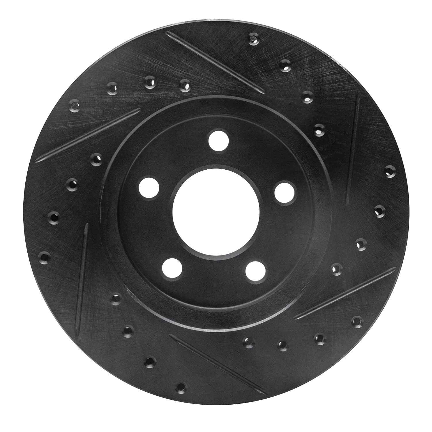 R1 Concepts 84-95 Chrysler Imperial Front Left Drilled & Slotted Black Brake Rotor - Image 2