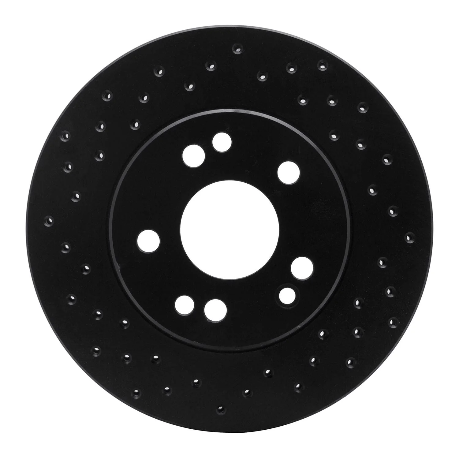 R1 Concepts 84-95 Mercedes-Benz 190E Front Left Drilled Black Brake Rotor