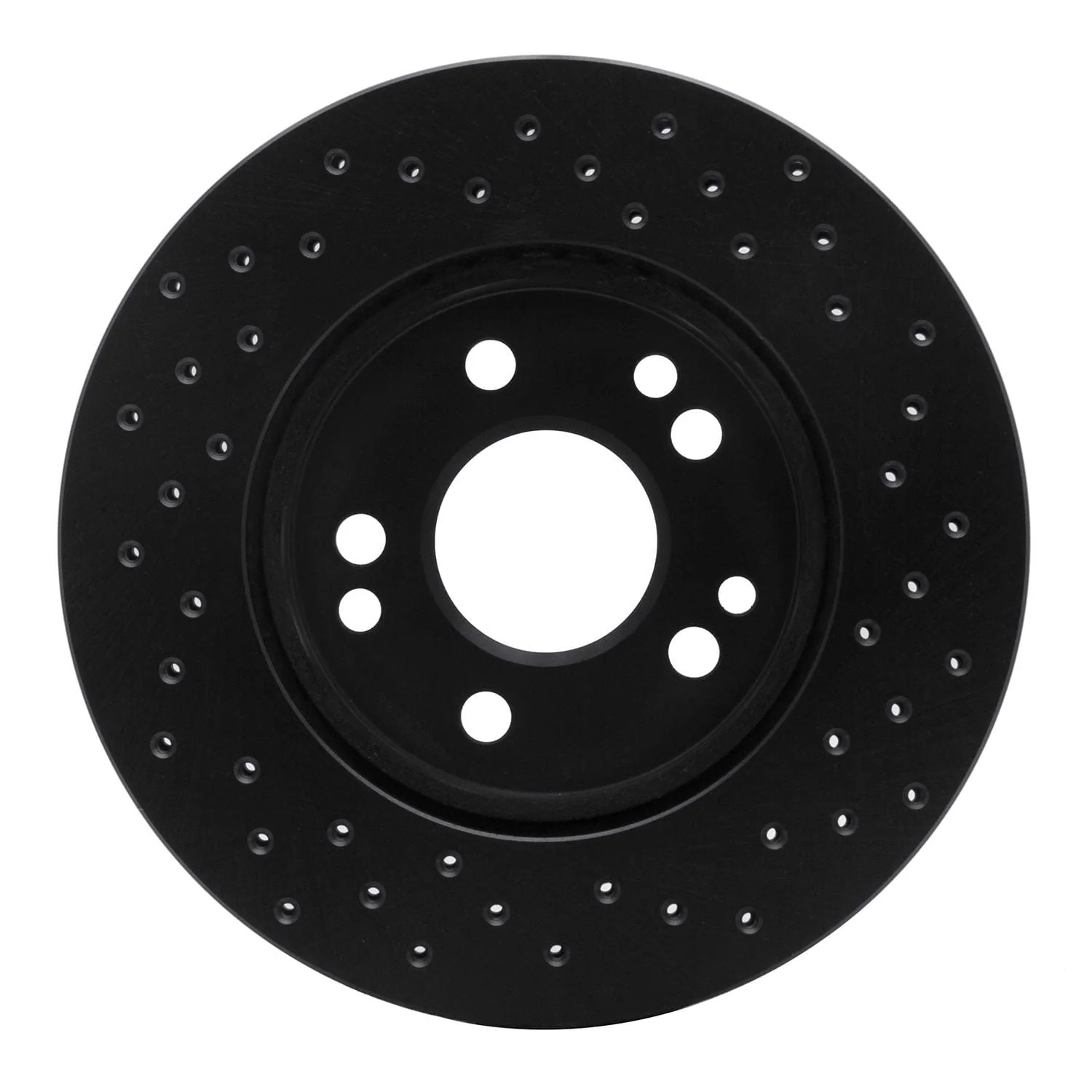 R1 Concepts 84-95 Mercedes-Benz 190E Front Left Drilled Black Brake Rotor - Image 2