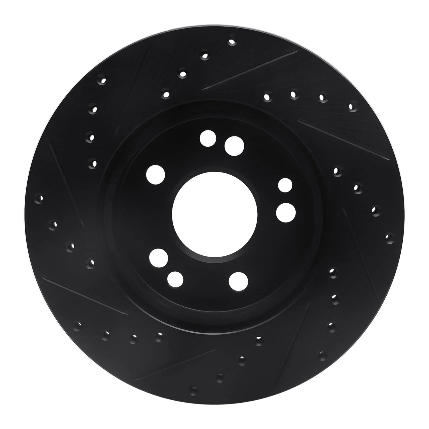 R1 Concepts 84-95 Mercedes-Benz 260E Front Right Drilled & Slotted Black Brake Rotor - Image 2