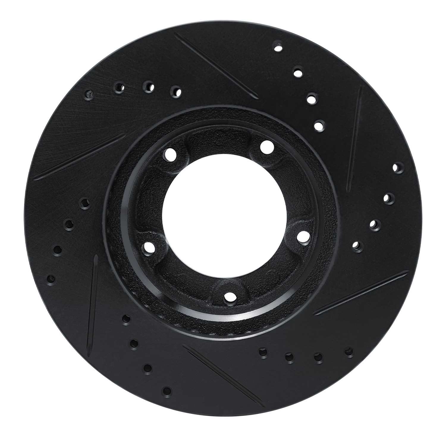 R1 Concepts 84-95 Toyota Pickup Front Left Drilled & Slotted Black Brake Rotor - Image 2
