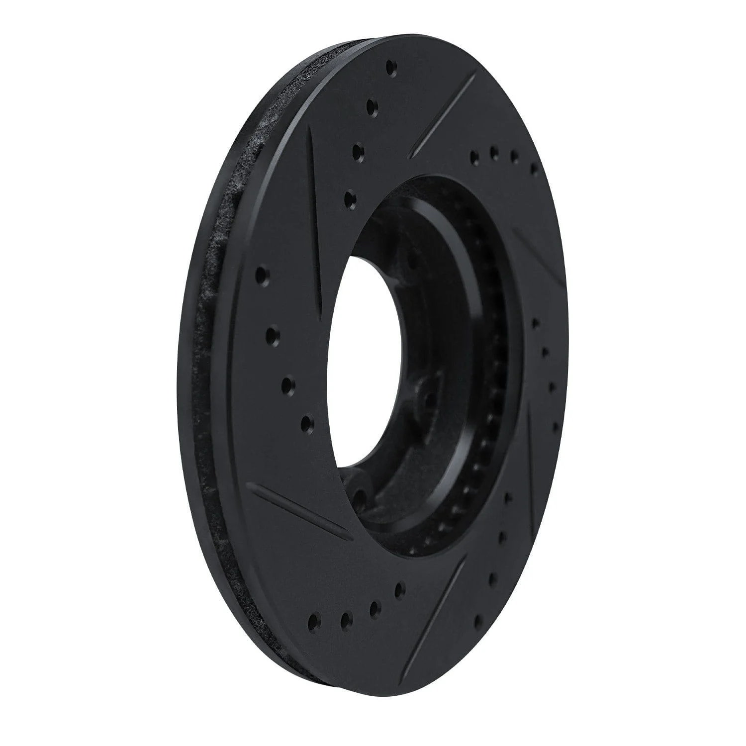 R1 Concepts 84-95 Toyota Pickup Front Right Drilled & Slotted Black Brake Rotor - Image 2