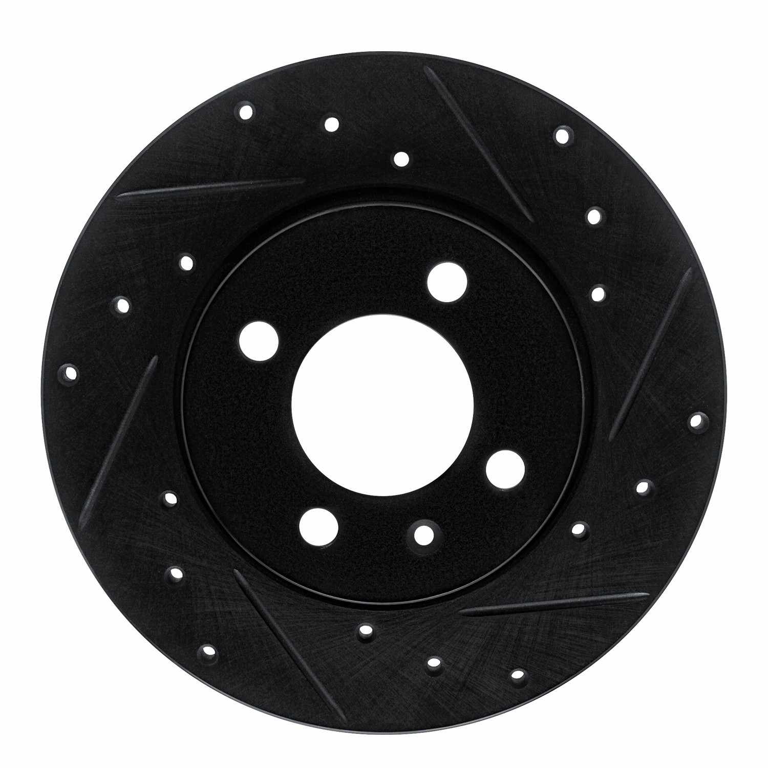 R1 Concepts 84-97 Audi Coupe Front Right Drilled & Slotted Black Brake Rotor