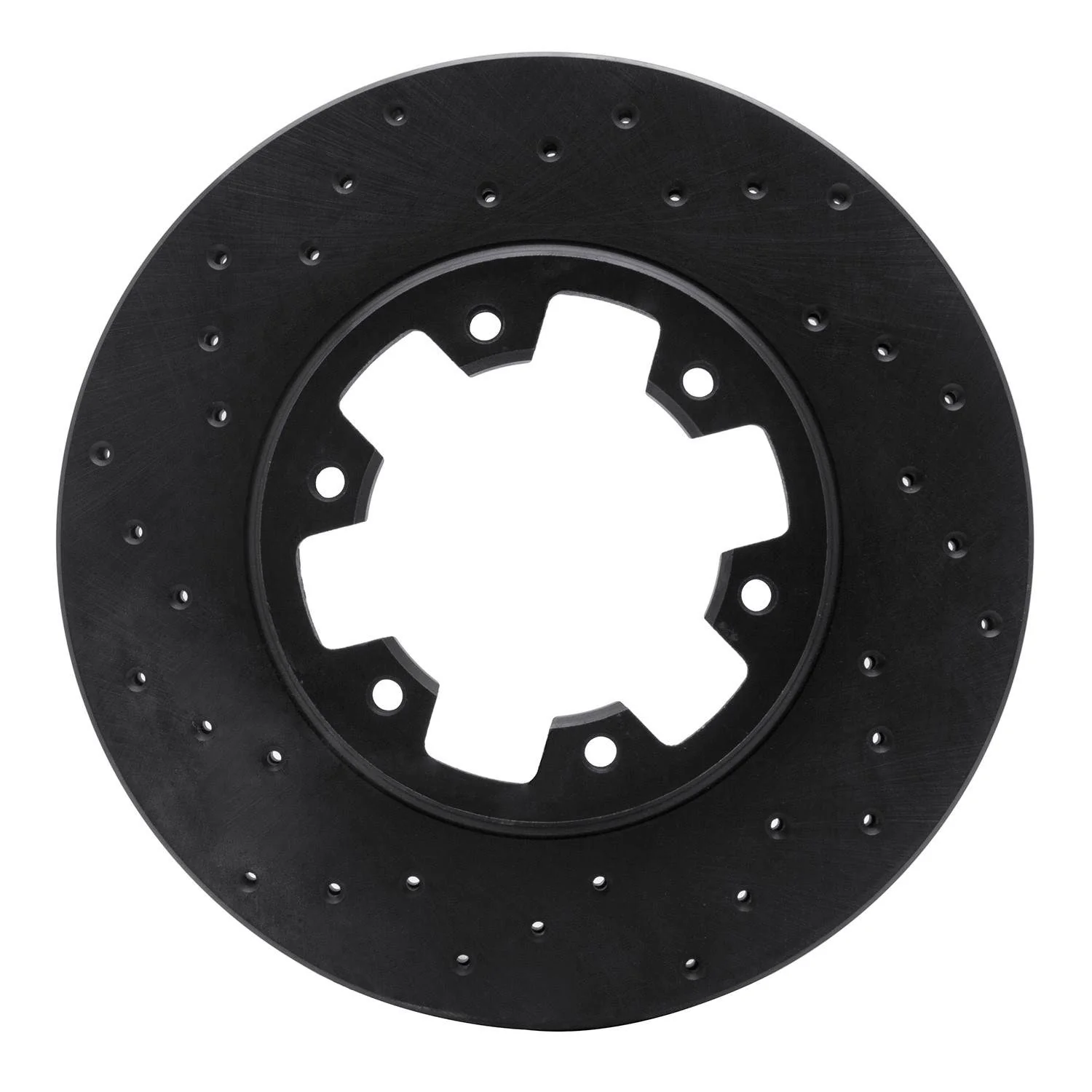 R1 Concepts 85-02 Nissan 720 Datsun Front Left Drilled Black Brake Rotor