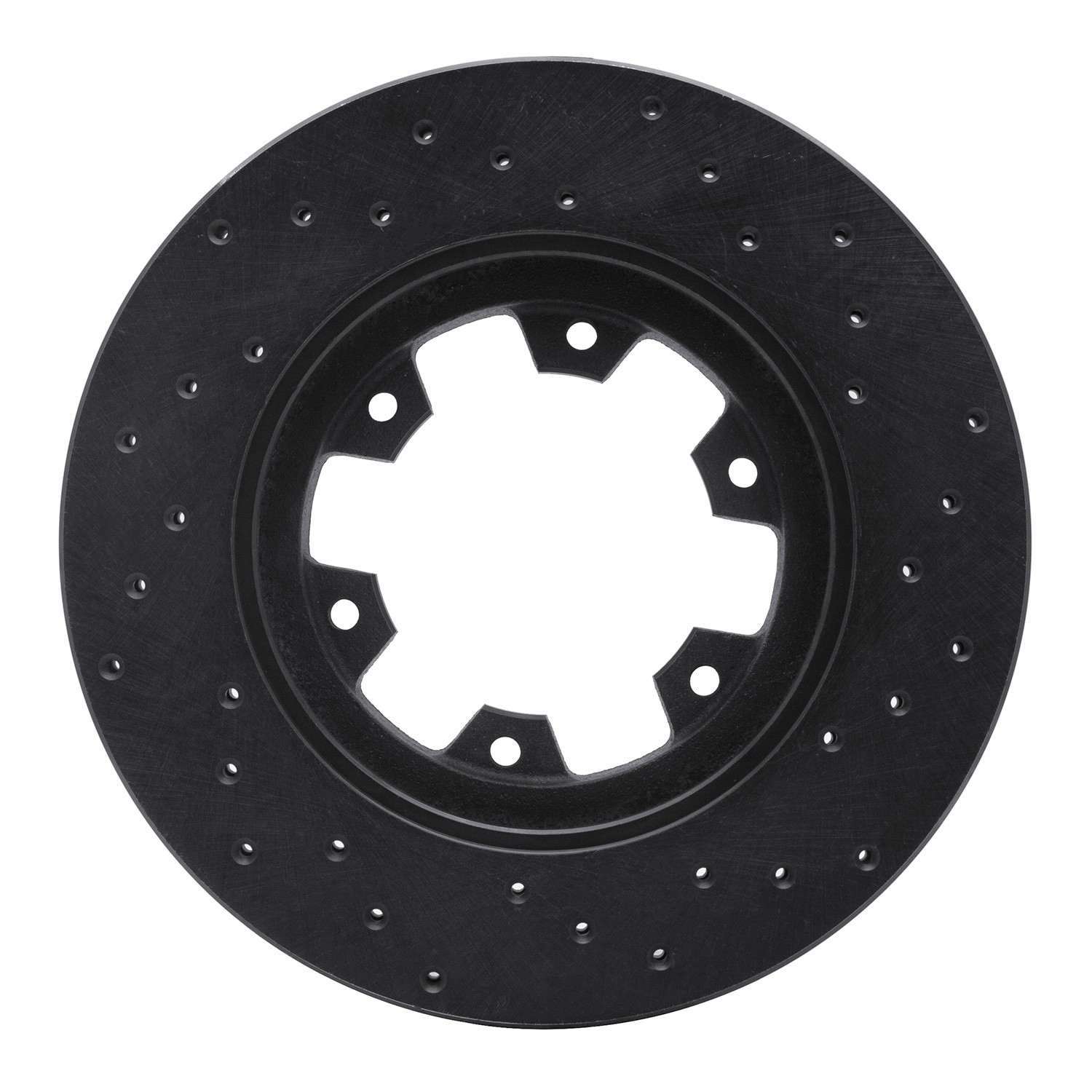 R1 Concepts 85-02 Nissan 720 Datsun Front Left Drilled Black Brake Rotor - Image 2