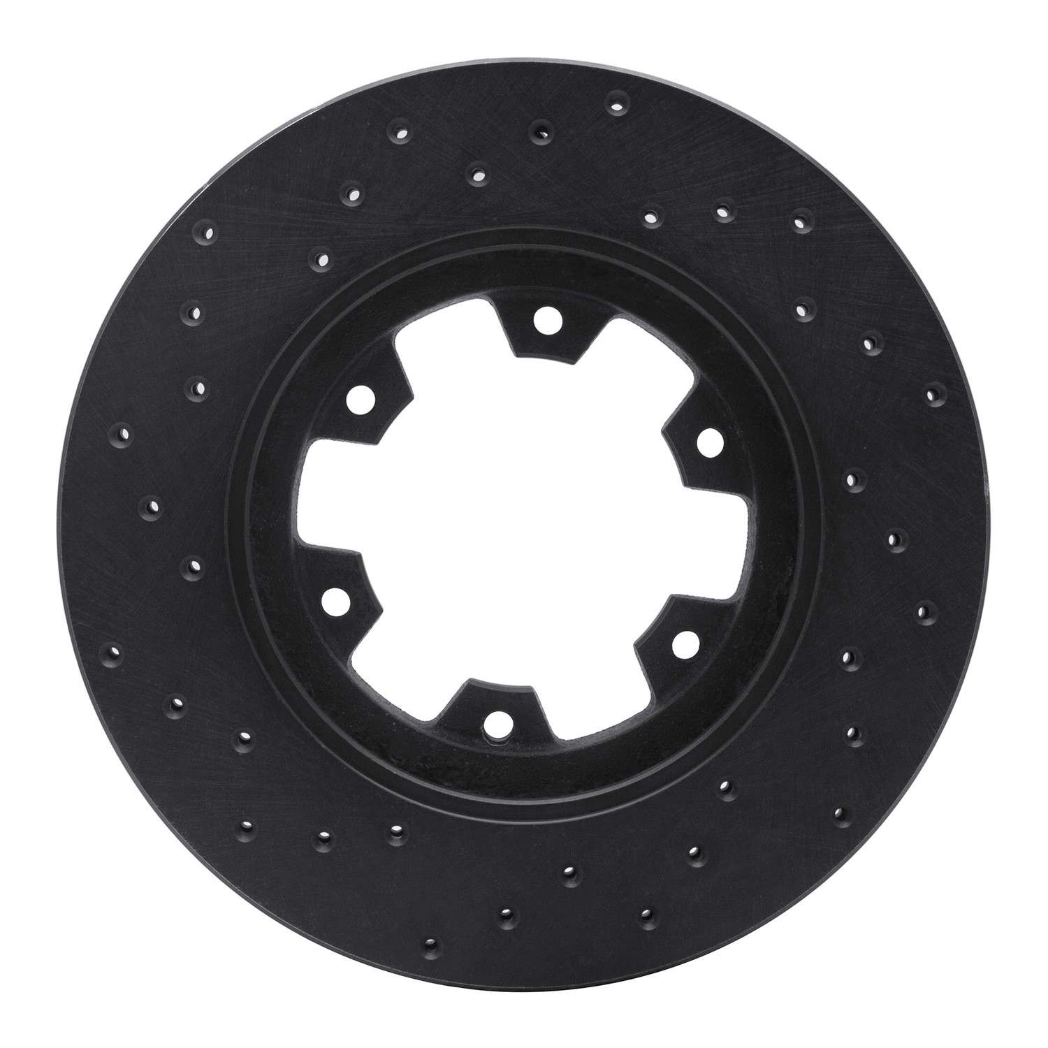 R1 Concepts 85-02 Nissan 720 Datsun Front Right Drilled Black Brake Rotor - Image 2