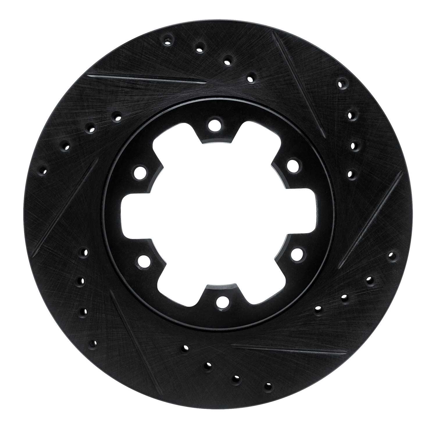 R1 Concepts 85-02 Nissan D21 Pickup 4WD (4 Cyl Excl HD) Front Right Drilled & Slotted Black Brake Rotor