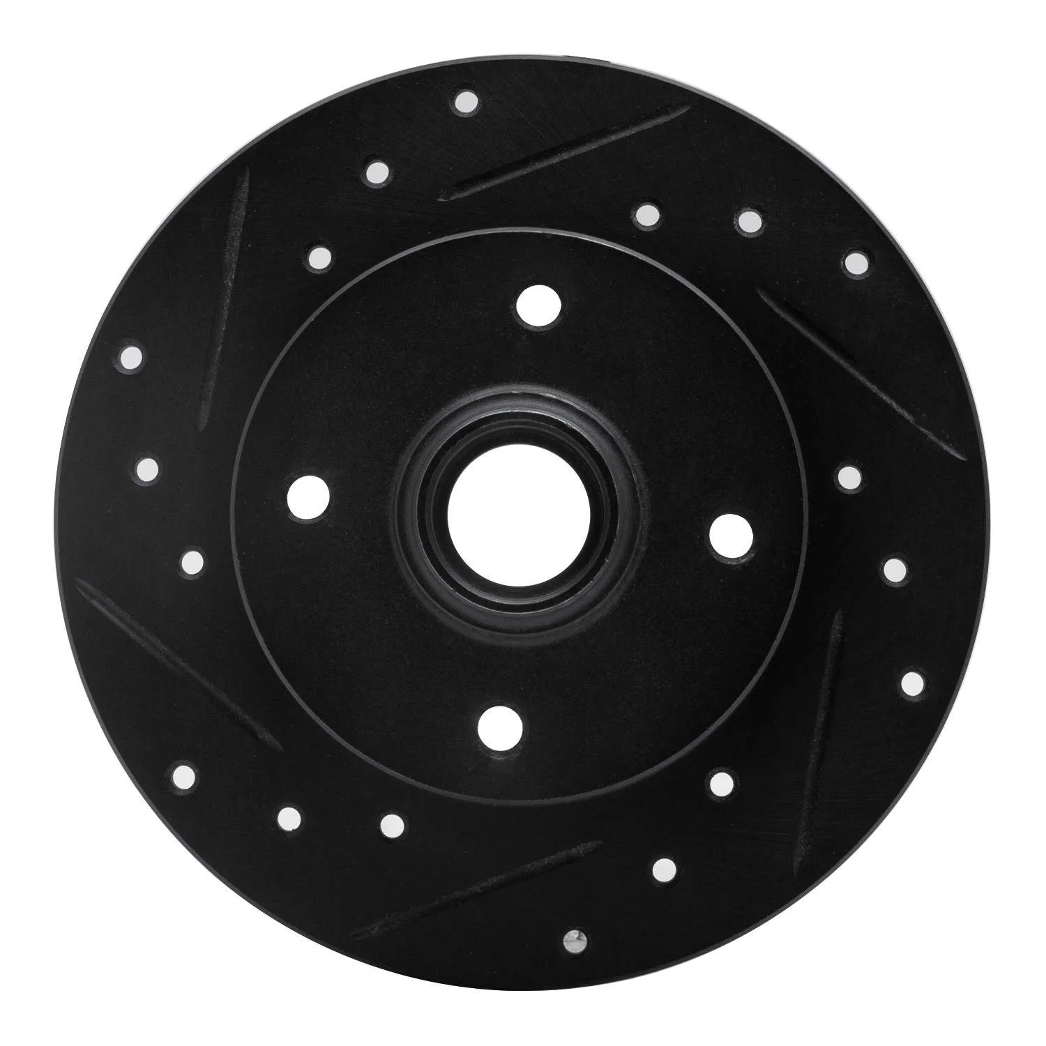 R1 Concepts 85-02 Volkswagen Cabrio Rear Left Drilled & Slotted Black Brake Rotor