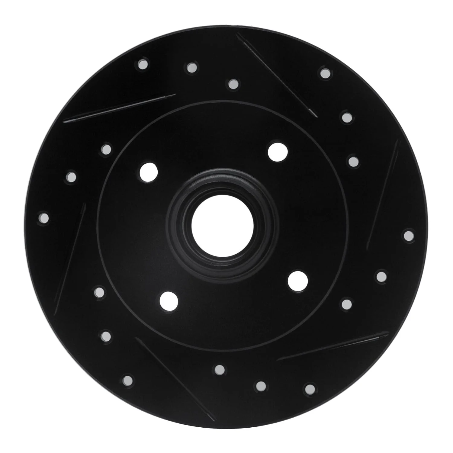 R1 Concepts 85-02 Volkswagen Golf Rear Right Drilled & Slotted Black Brake Rotor