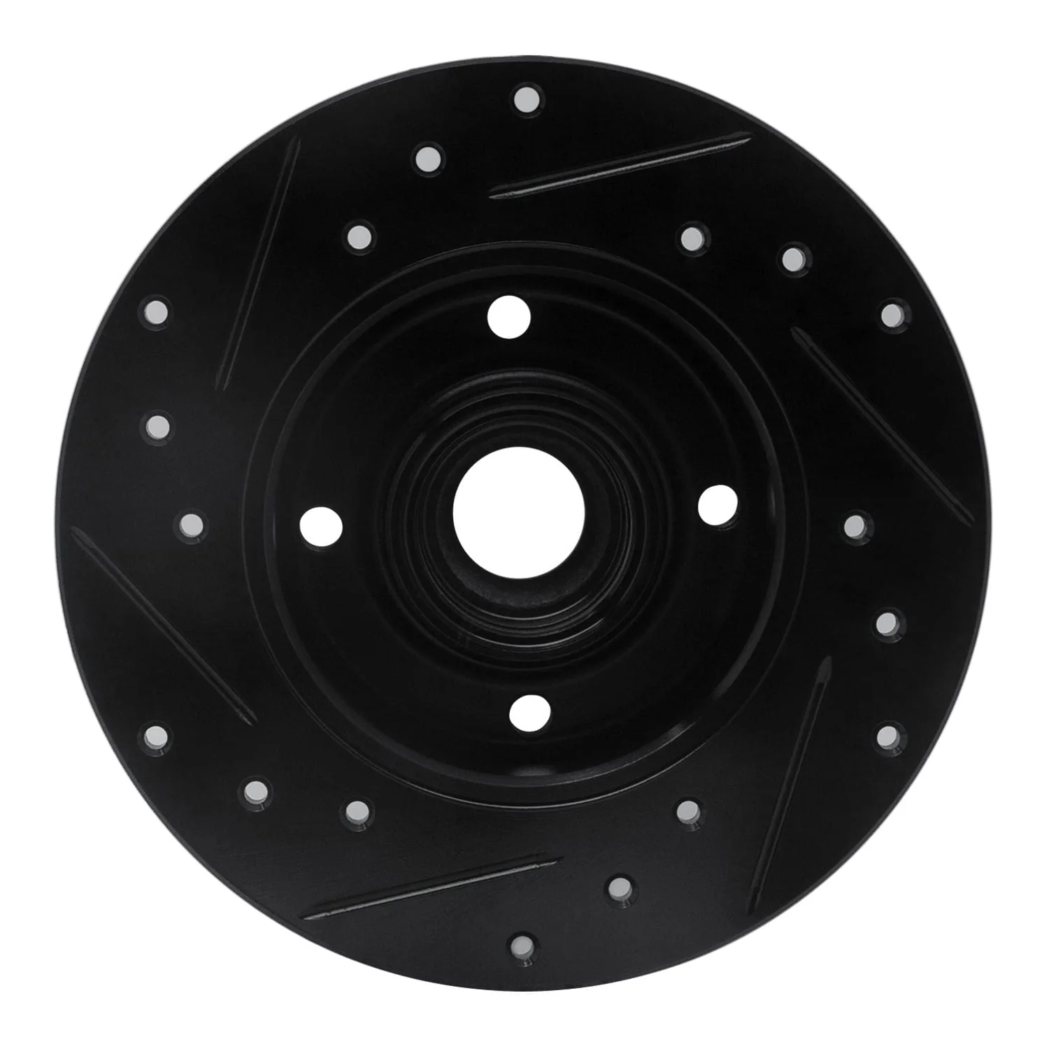 R1 Concepts 85-02 Volkswagen Golf Rear Right Drilled & Slotted Black Brake Rotor - Image 2