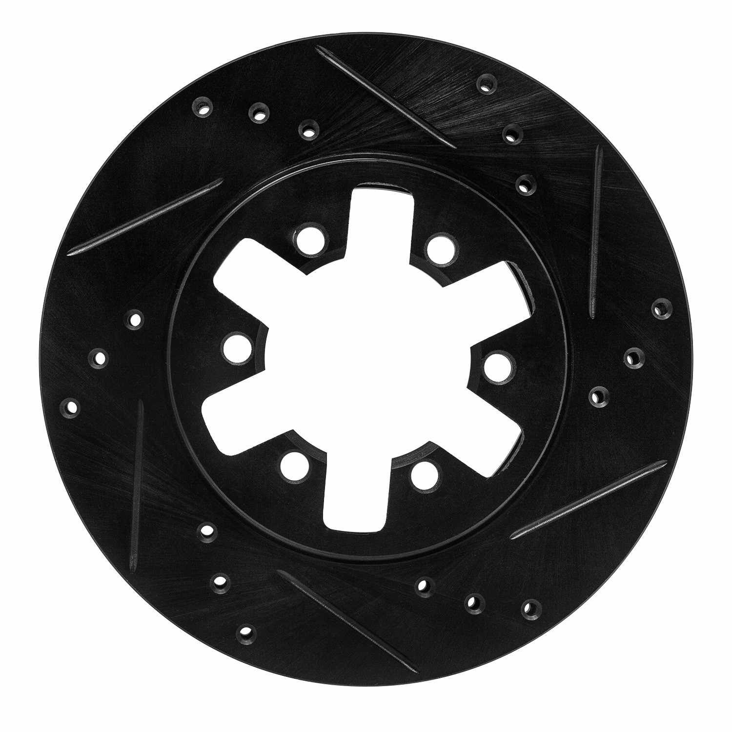 R1 Concepts 85-12 Nissan D21 Pickup RWD (4 Cyl Excl HD) Front Right Drilled & Slotted Black Brake Rotor
