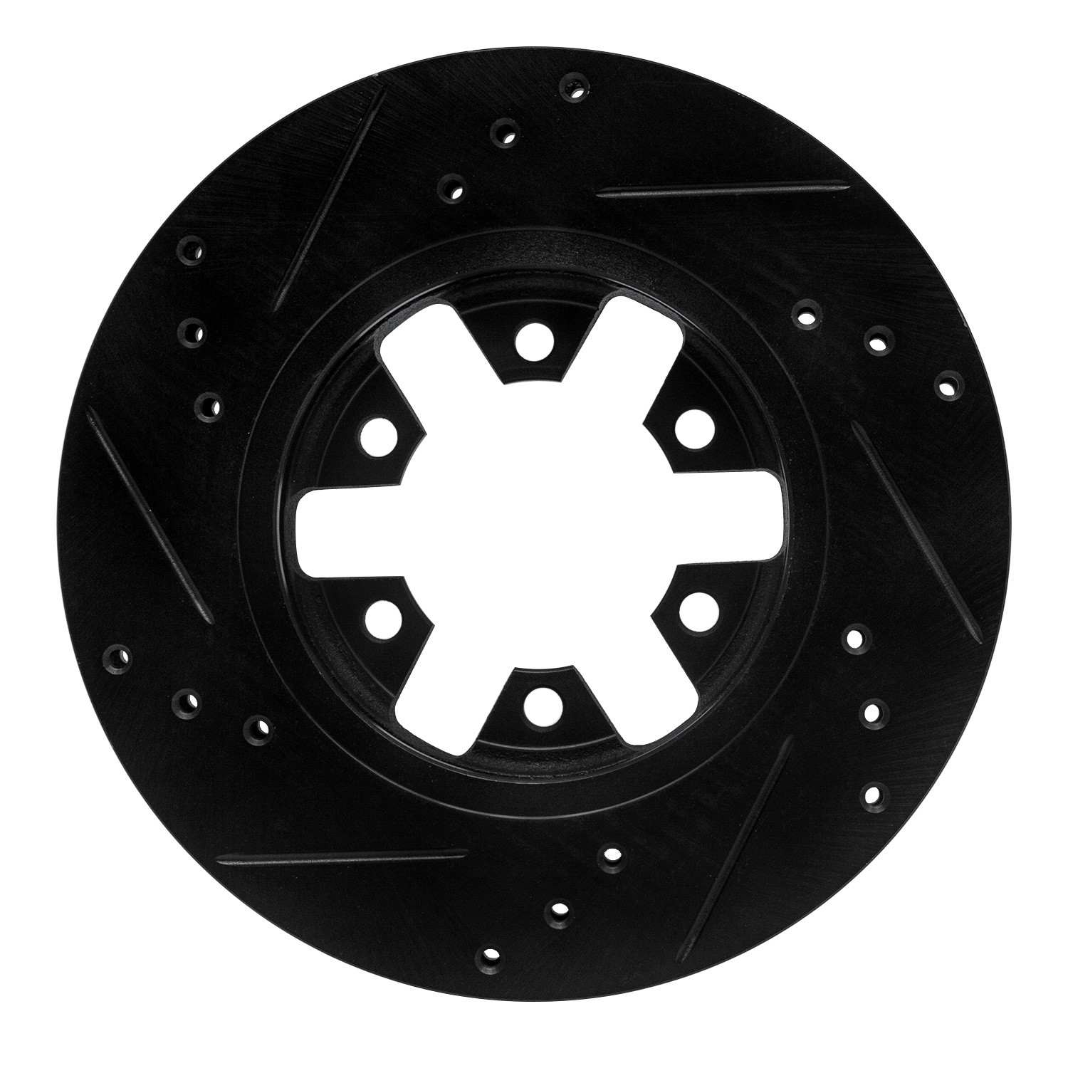 R1 Concepts 85-12 Nissan D21 Pickup RWD (4 Cyl Excl HD) Front Right Drilled & Slotted Black Brake Rotor - Image 2