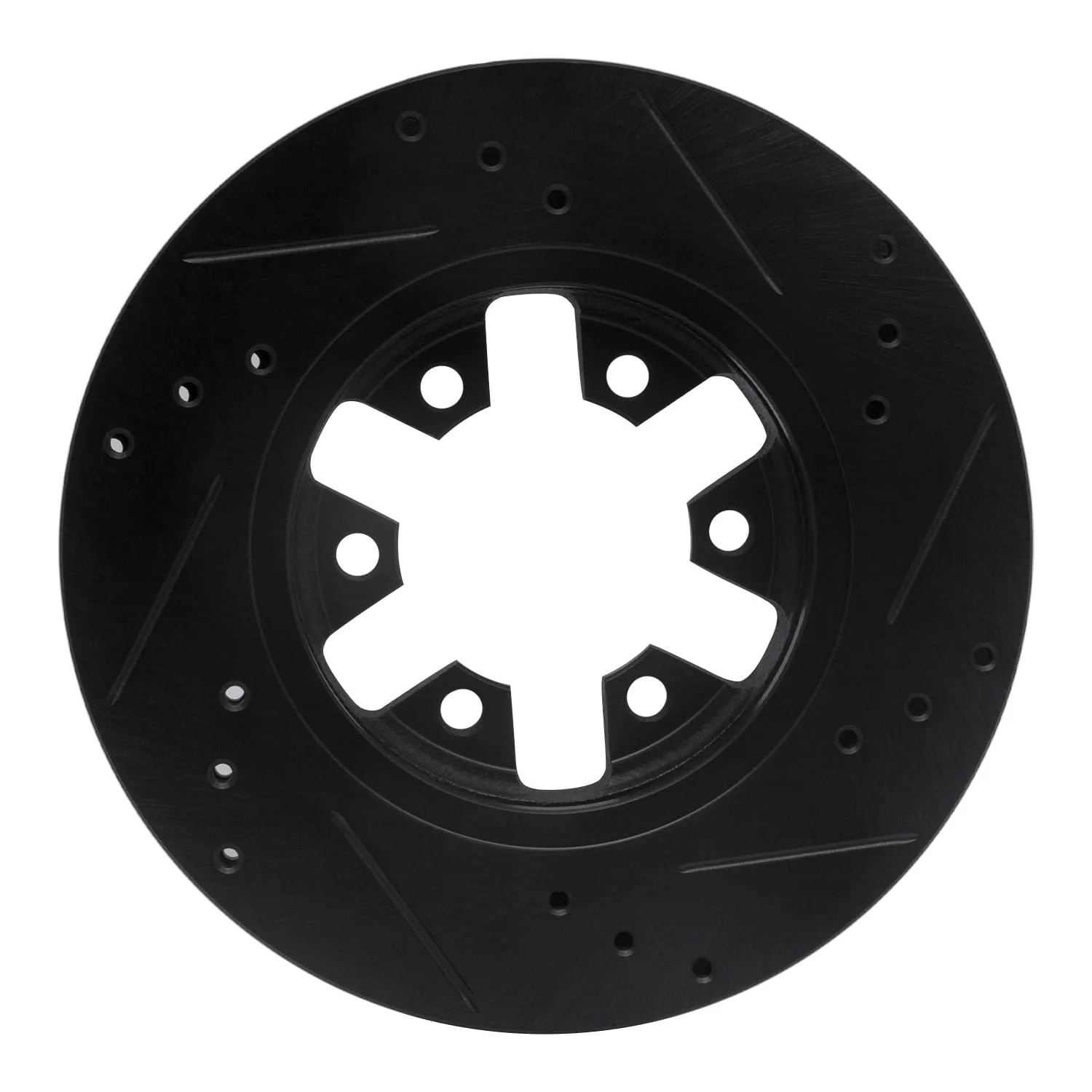 R1 Concepts 85-12 Nissan NP300 (Mexico) Front Left Drilled & Slotted Black Brake Rotor - Image 2